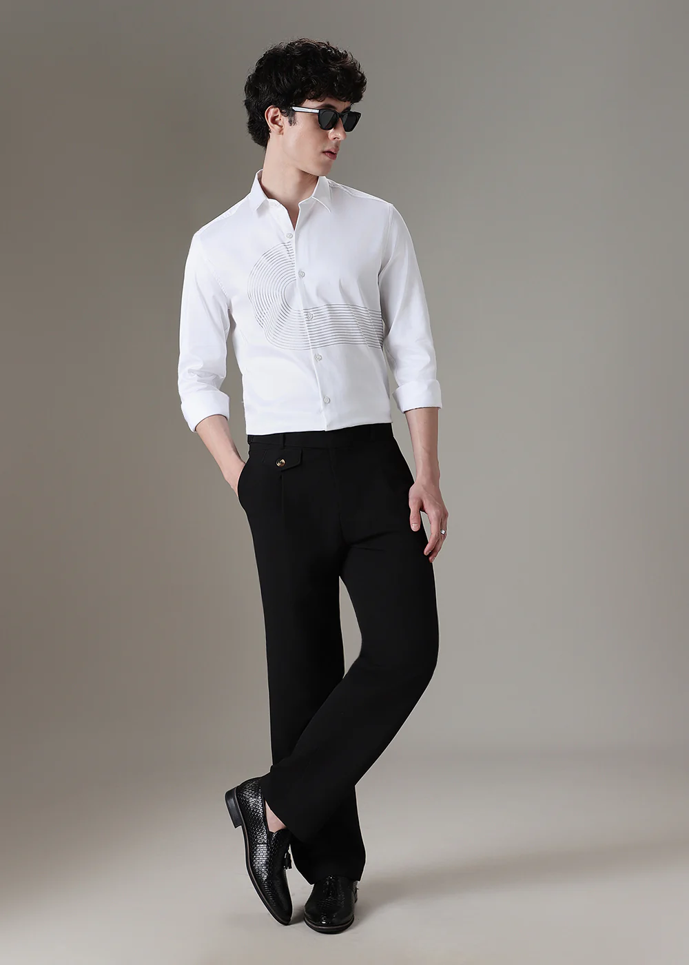White Silver Foil Designer Shirt - Image 6
