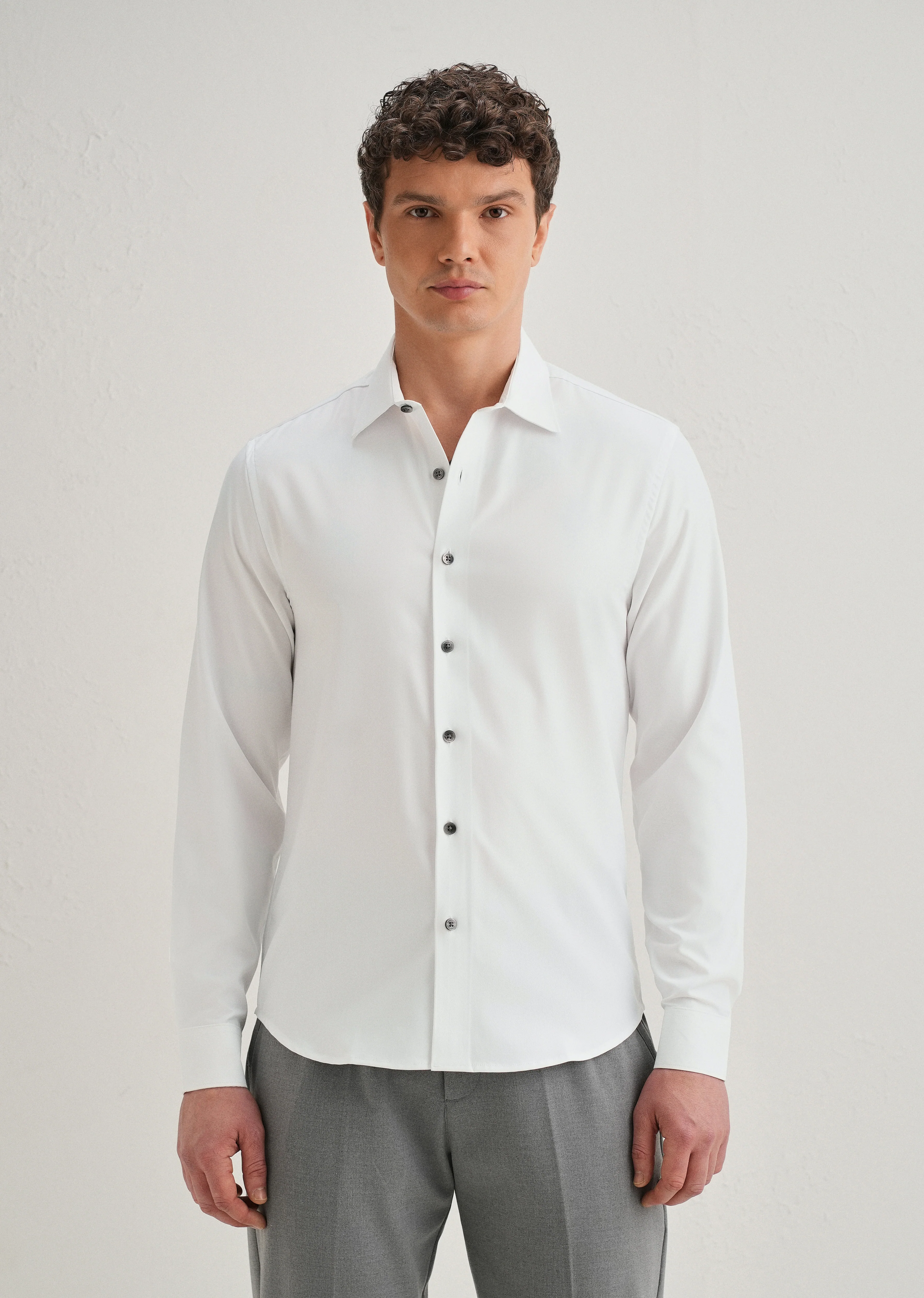 White Stitchless Placket Premium Wrinkle-Free Shirt - Image 4