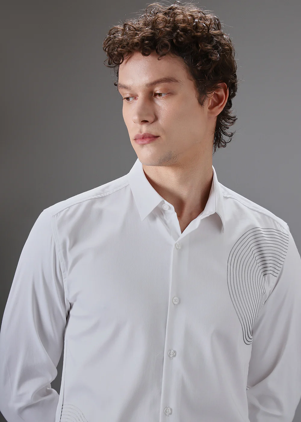 White Symmetric Foil Designer Shirt - Image 2