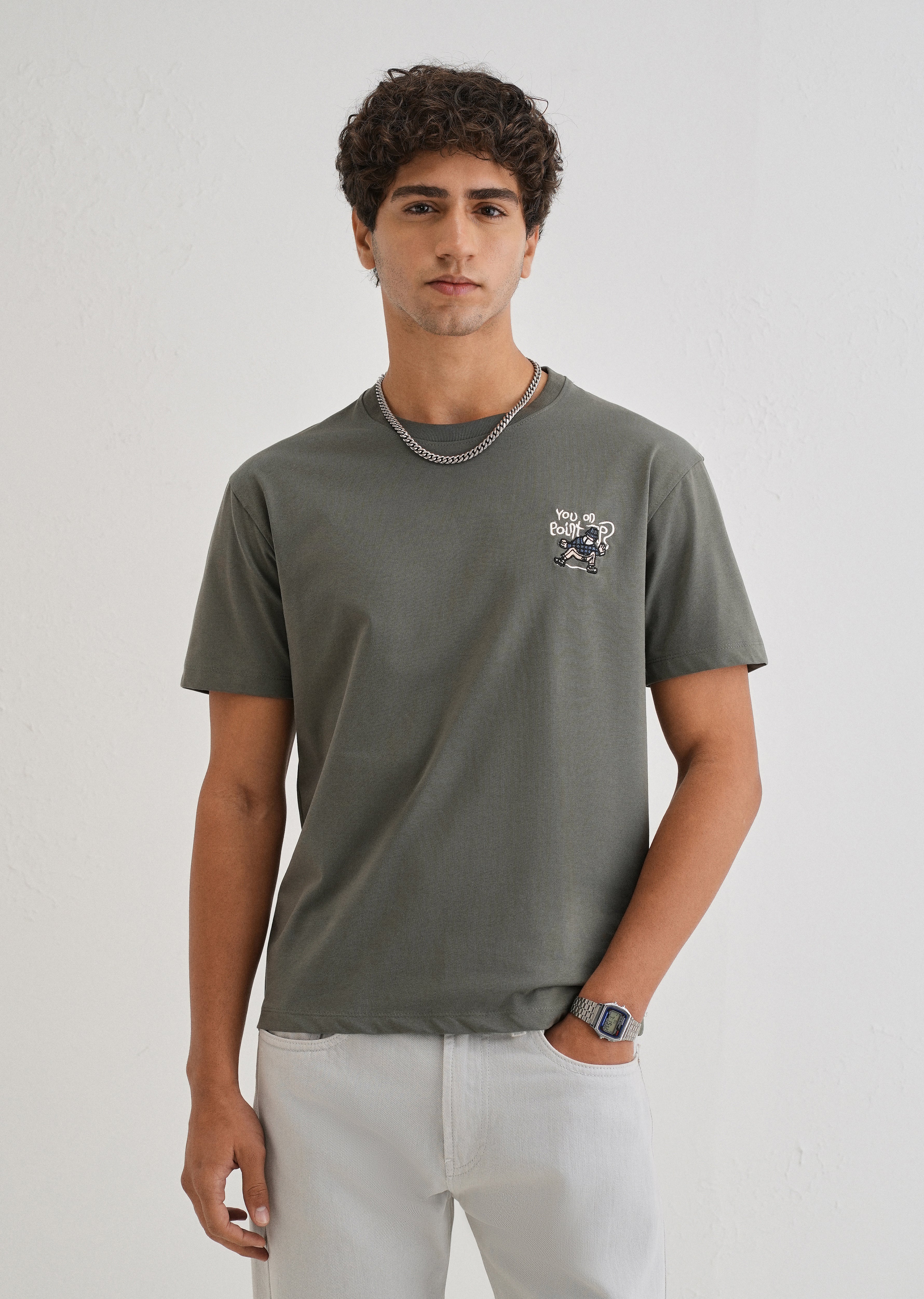 Moss Green Graphic Printed T-shirt - Image 2