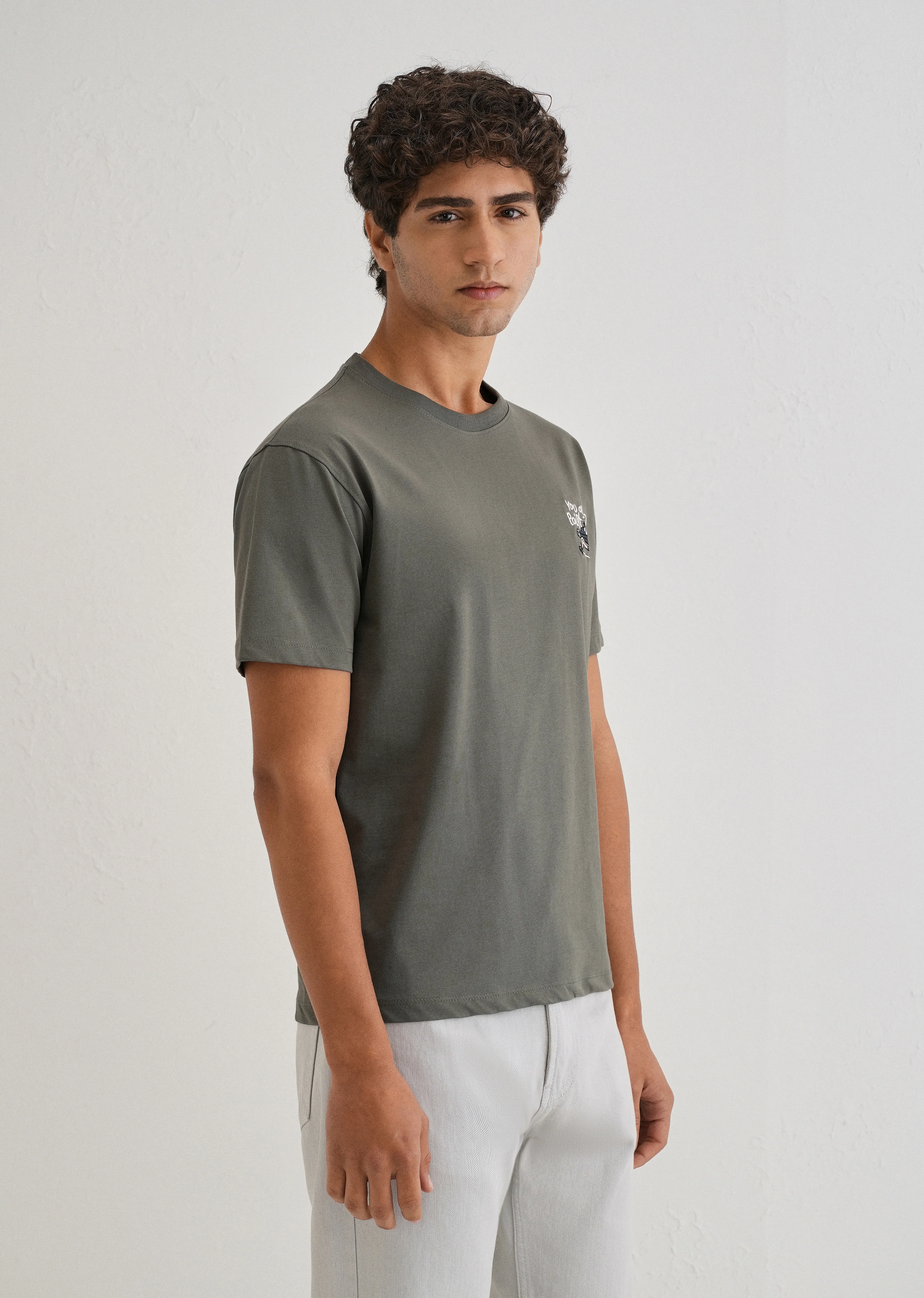 Moss Green Graphic Printed T-shirt - Image 3
