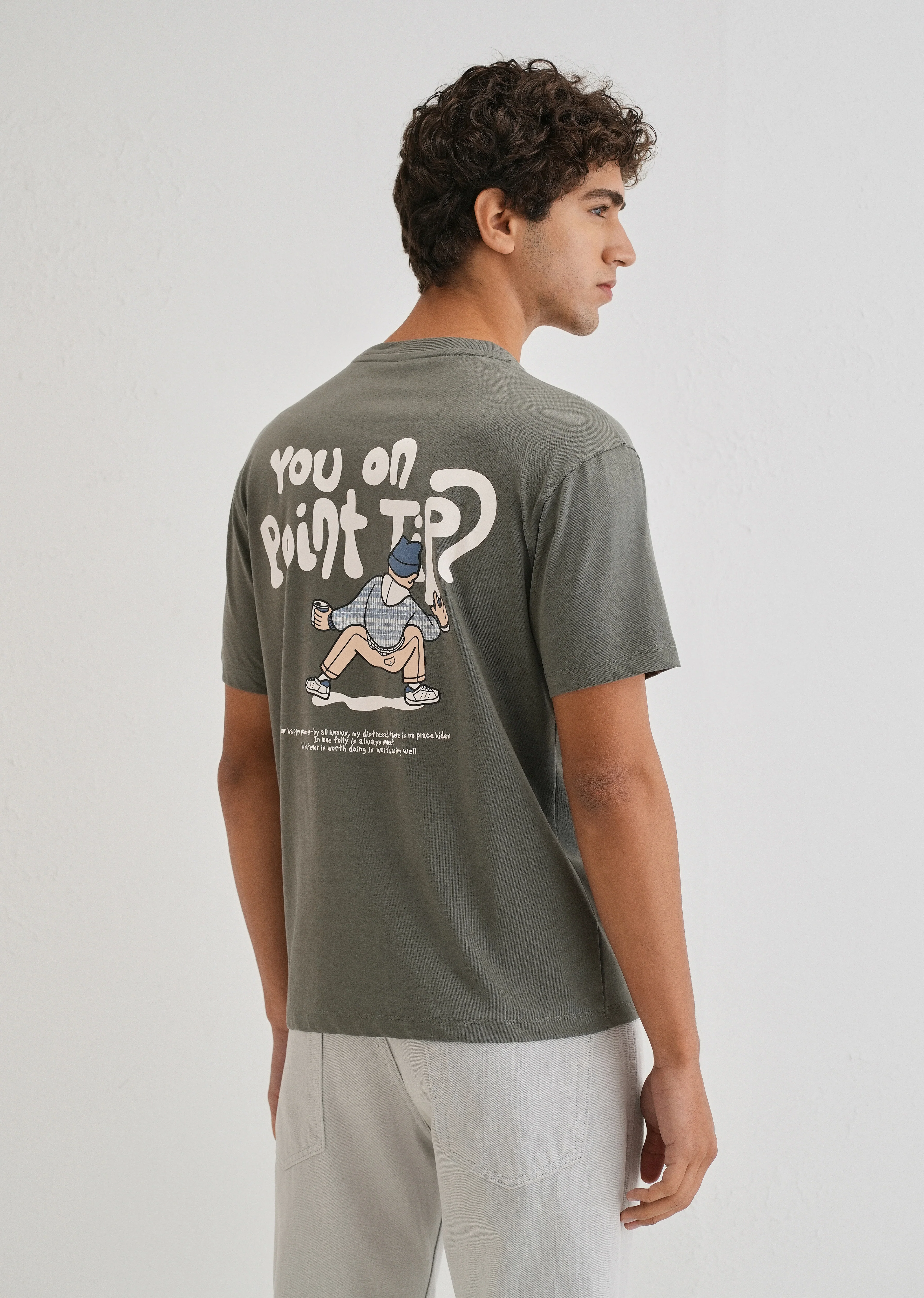 Moss Green Graphic Printed T-shirt - Image 7