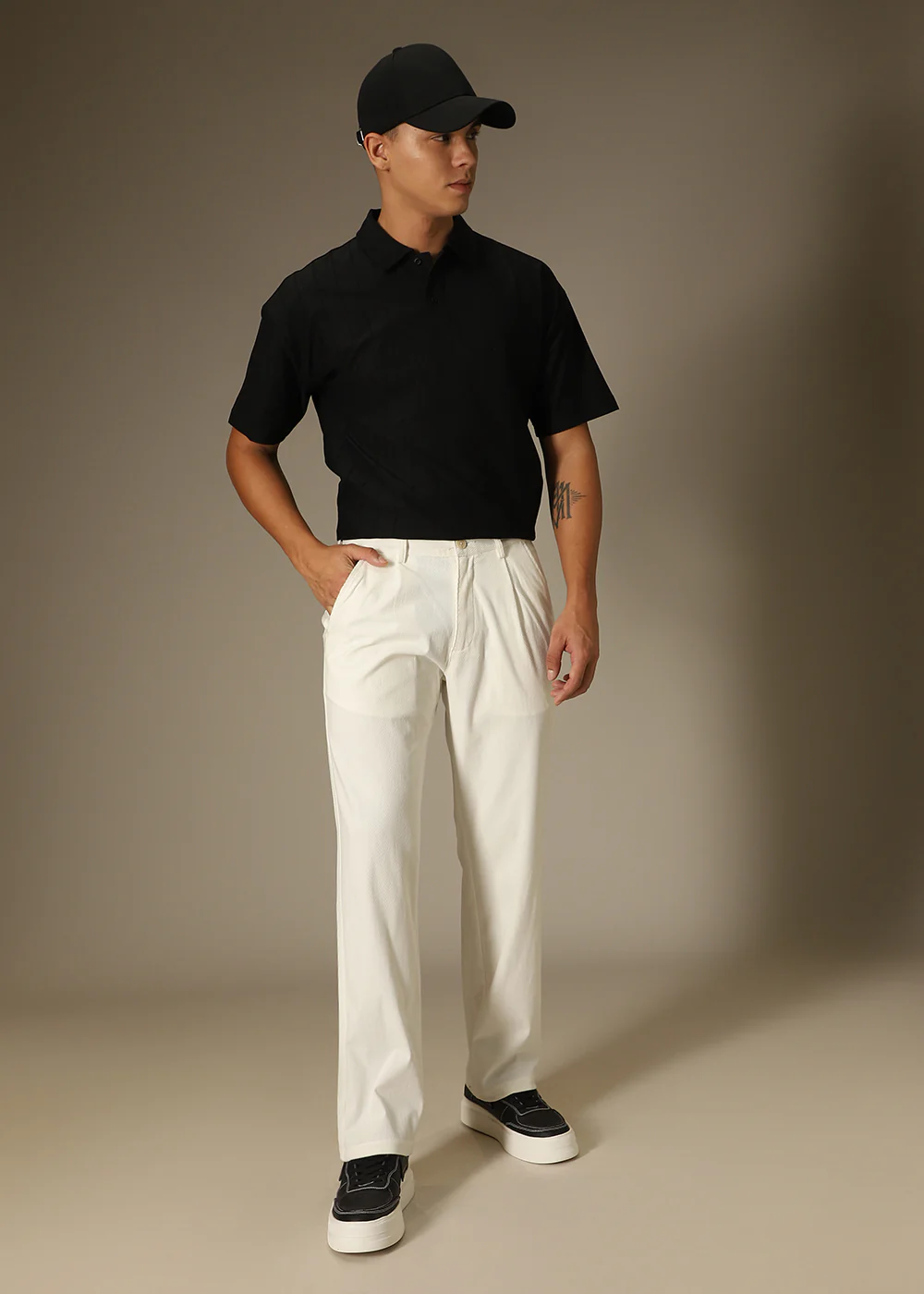 White Textured Corduroy Pant - Image 7