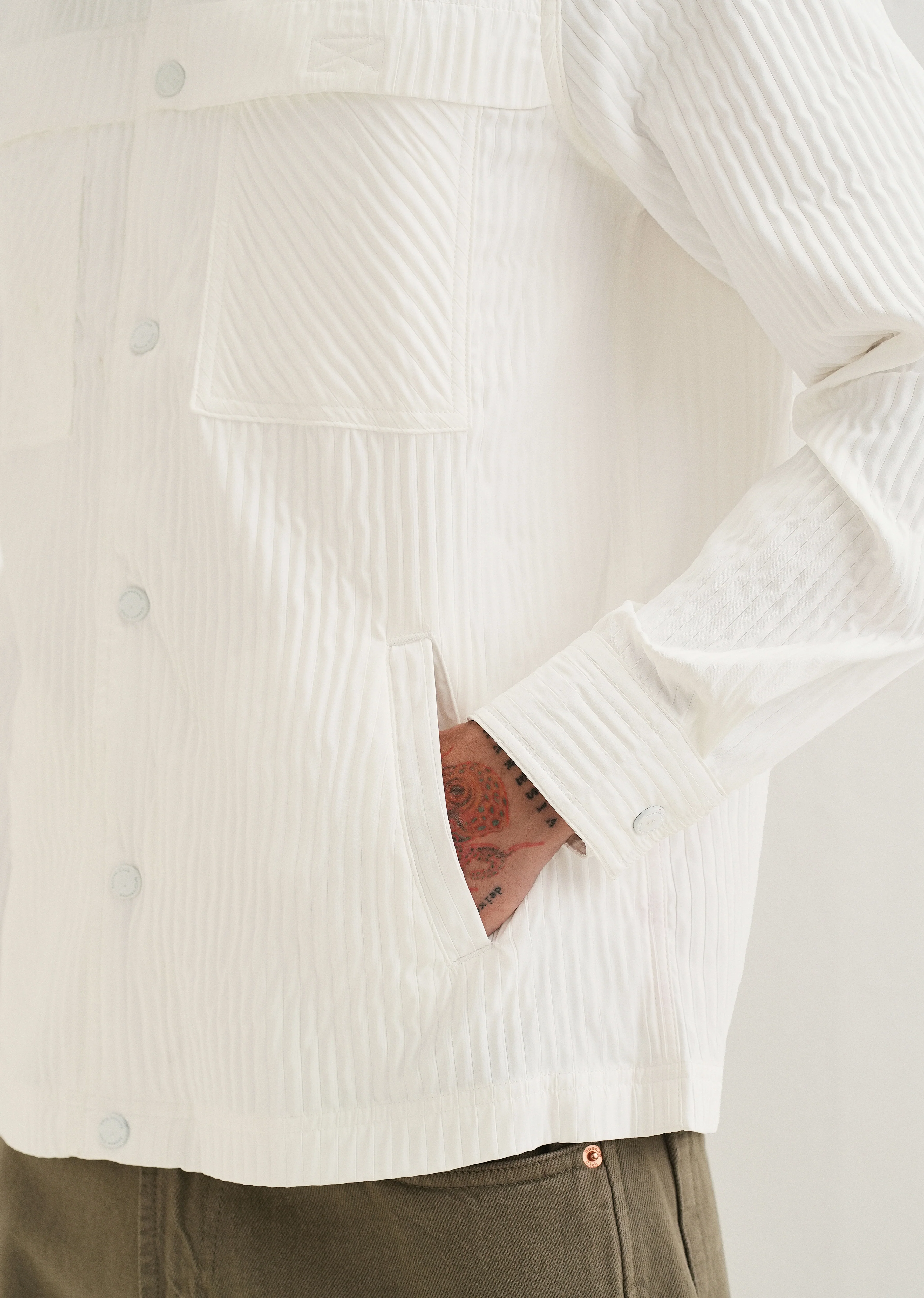 White Textured Utility Shacket - Image 3