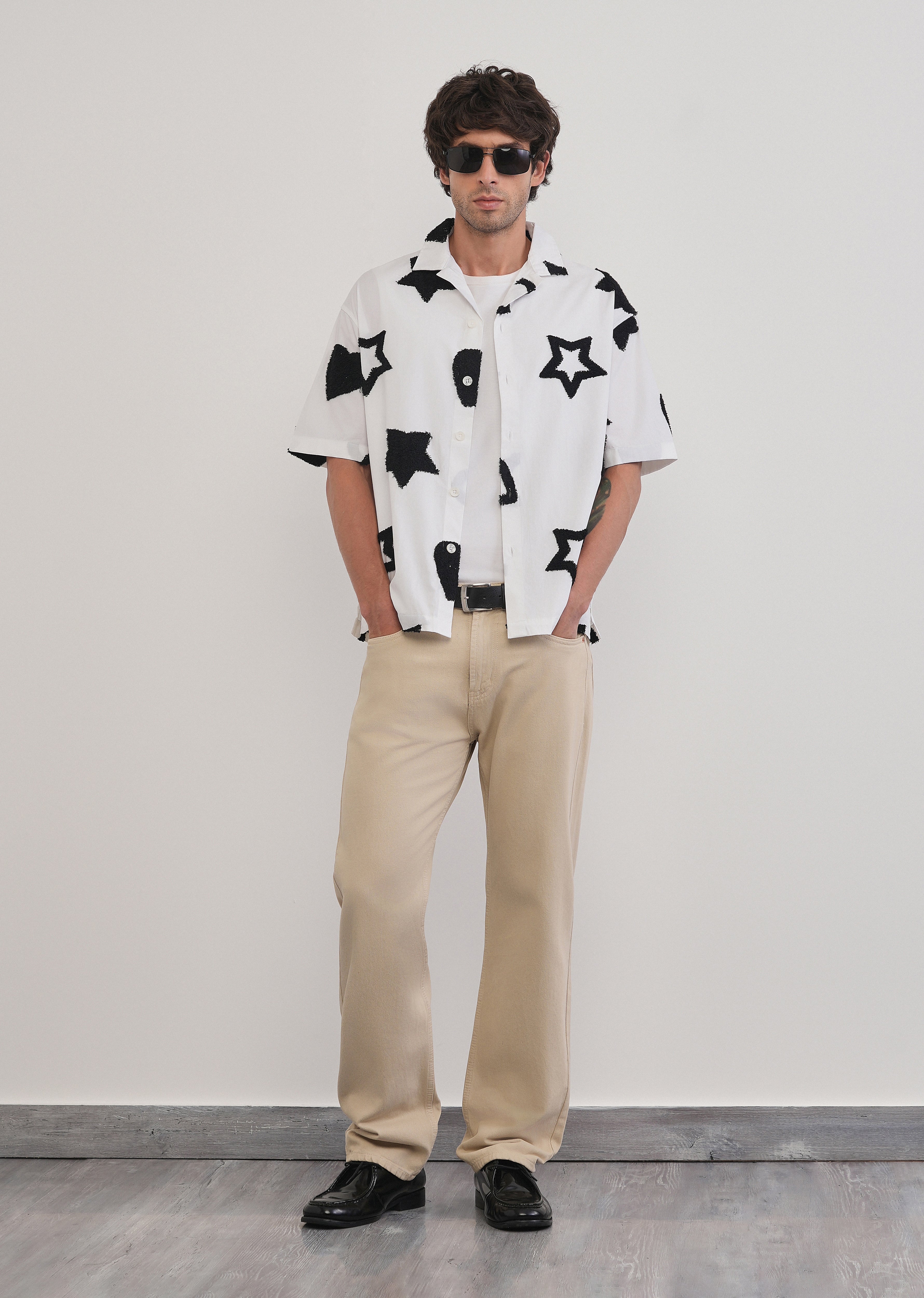 White Tufted Star Pattern Shirt - Image 6