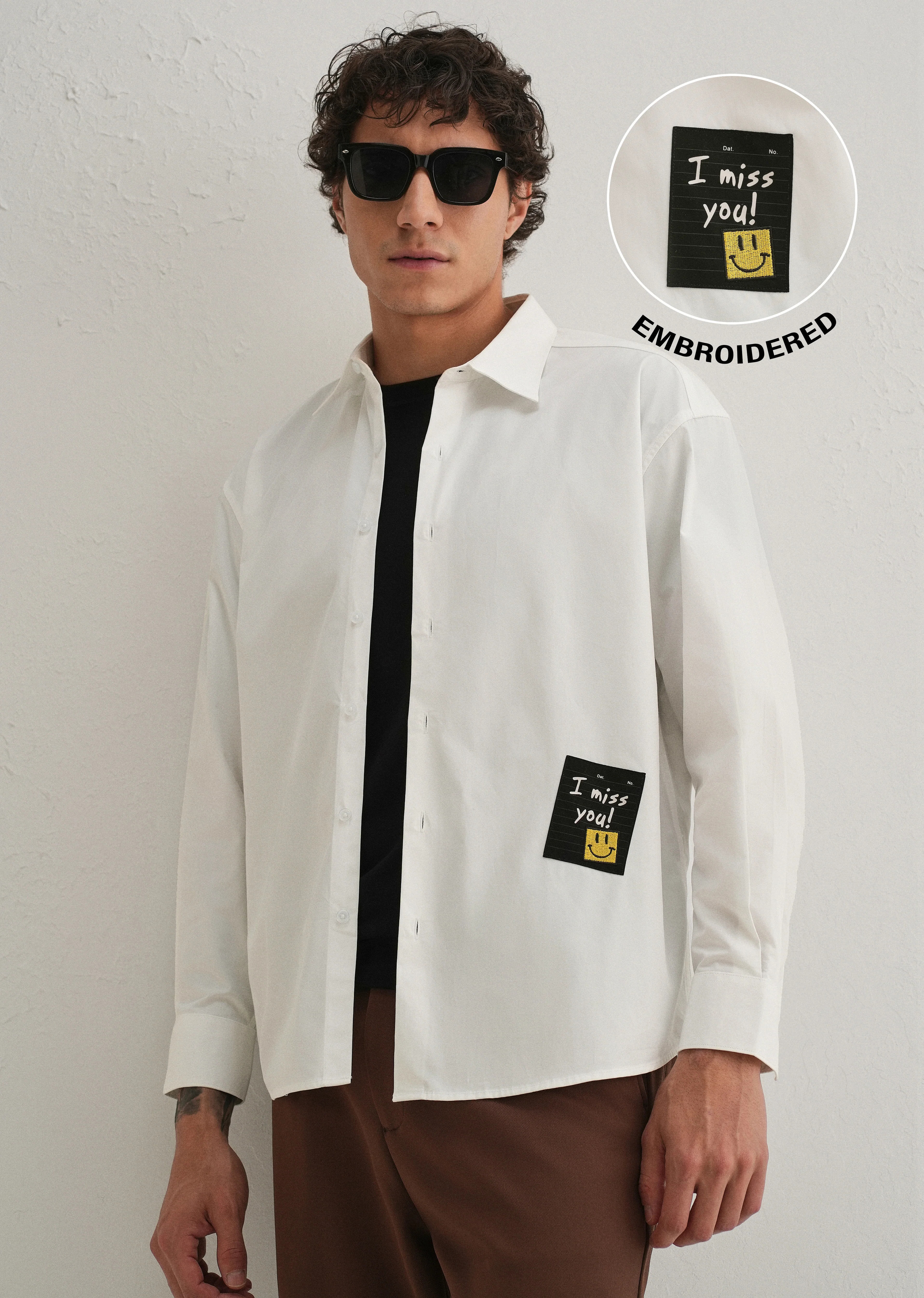White Valentine Note Cotton Shirt - Image 7