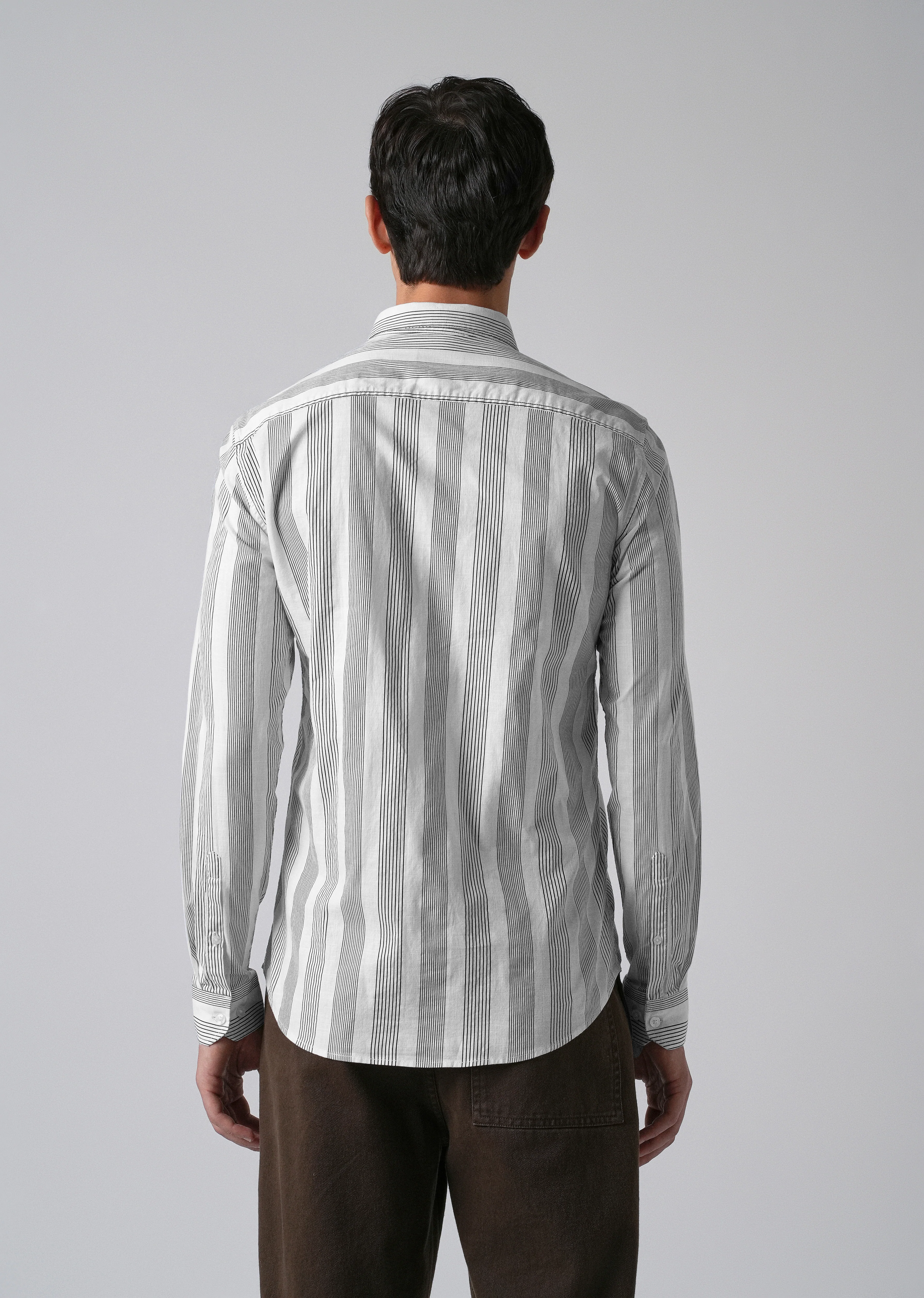 White Vertical Pin Stripe Cotton/Linen Shirt - Image 2