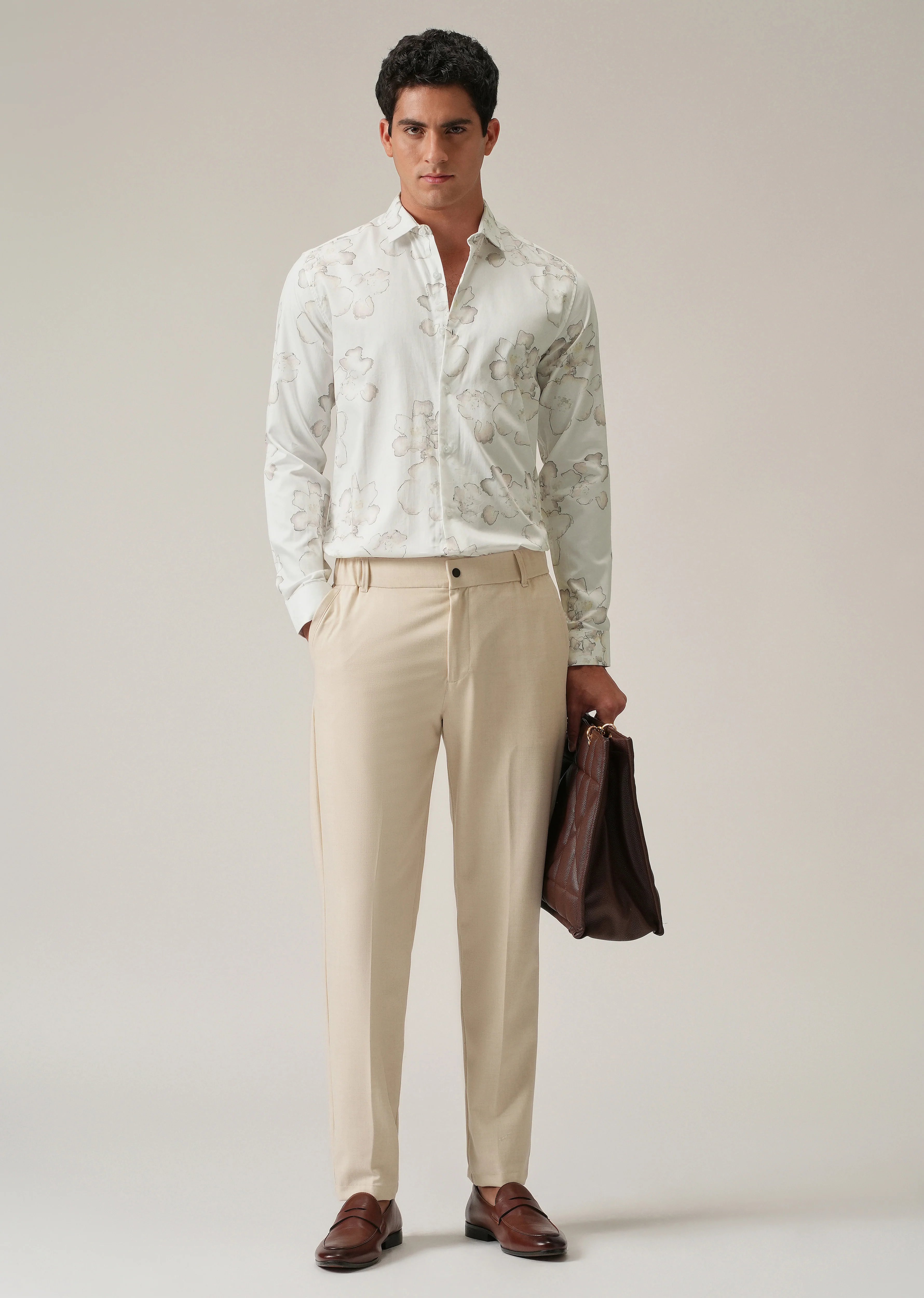White Watercolour Flora Print Shirt - Image 6