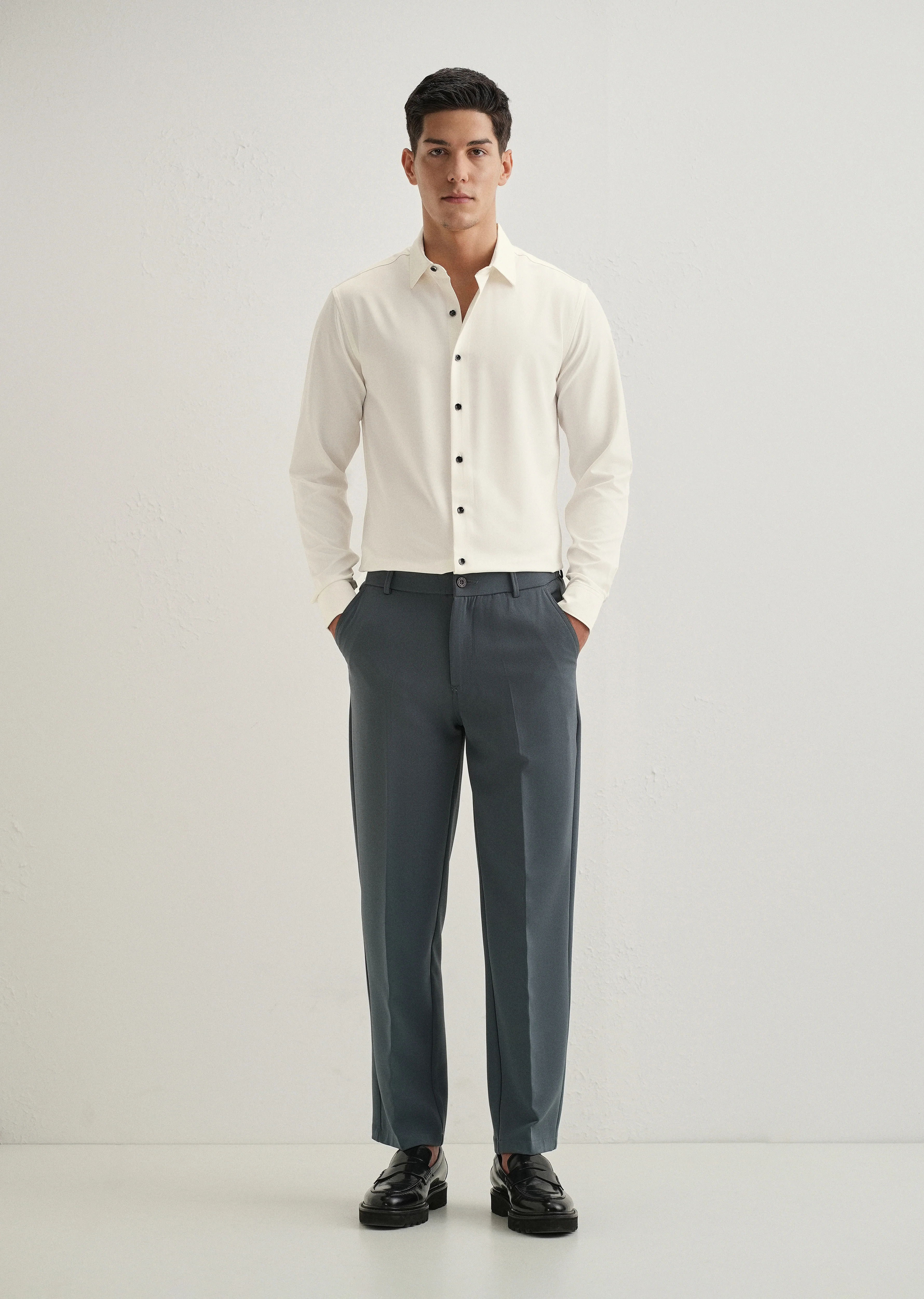 White Wrinkle Free Plain Shirt - Image 6