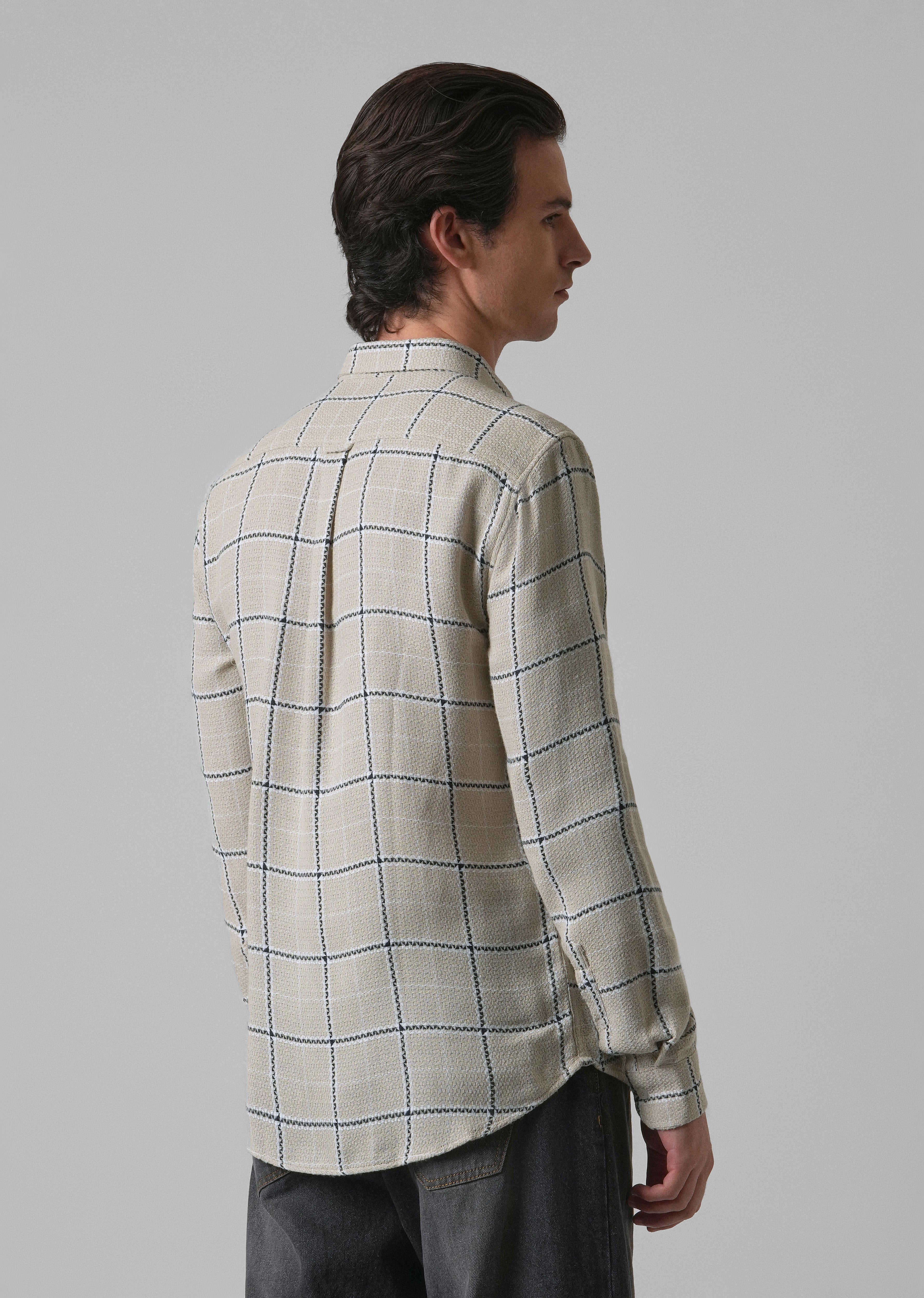 Widegrid Cream Check Shirt - Image 2