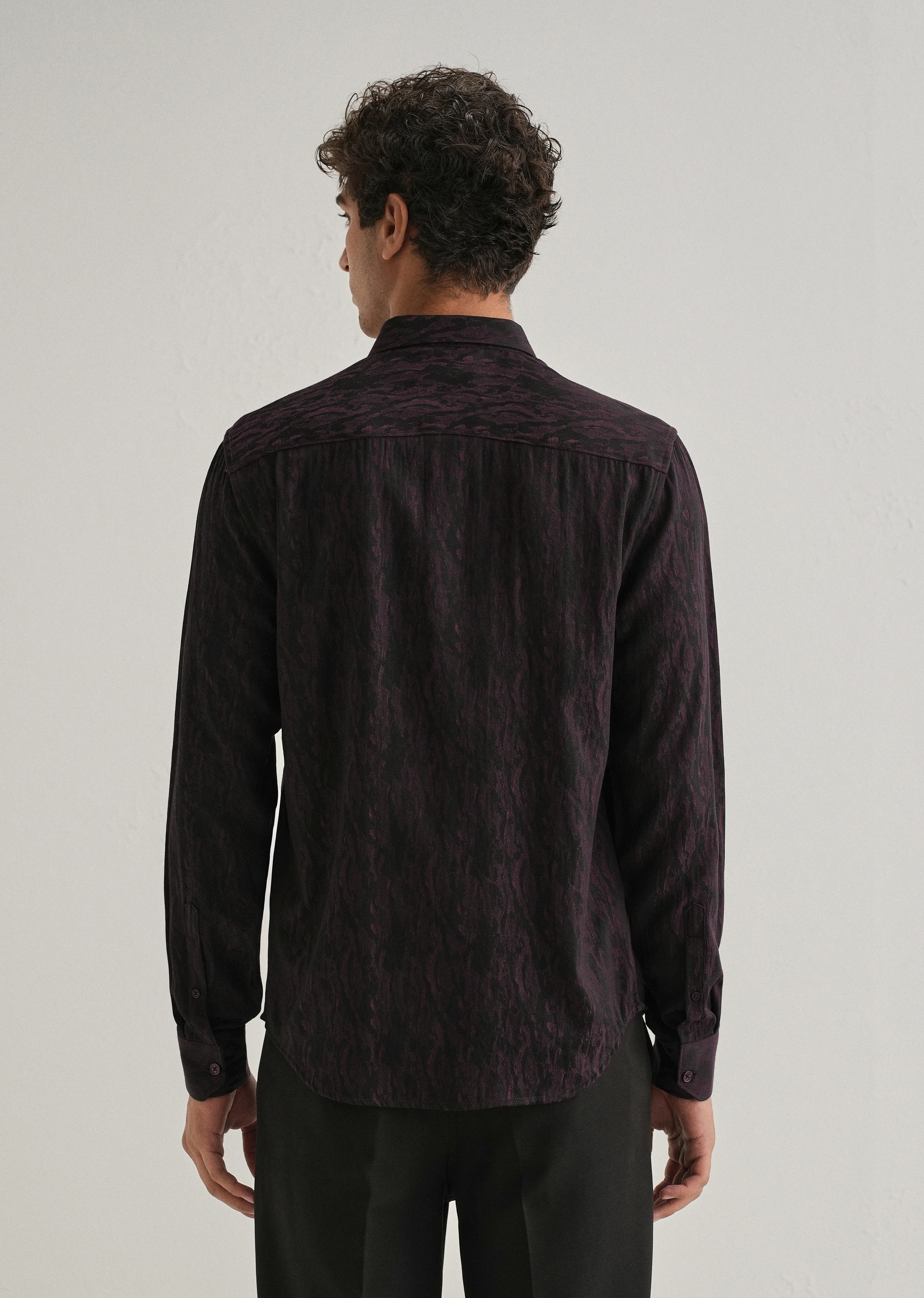 Wine Abstract Jacquard Shirt - Image 3