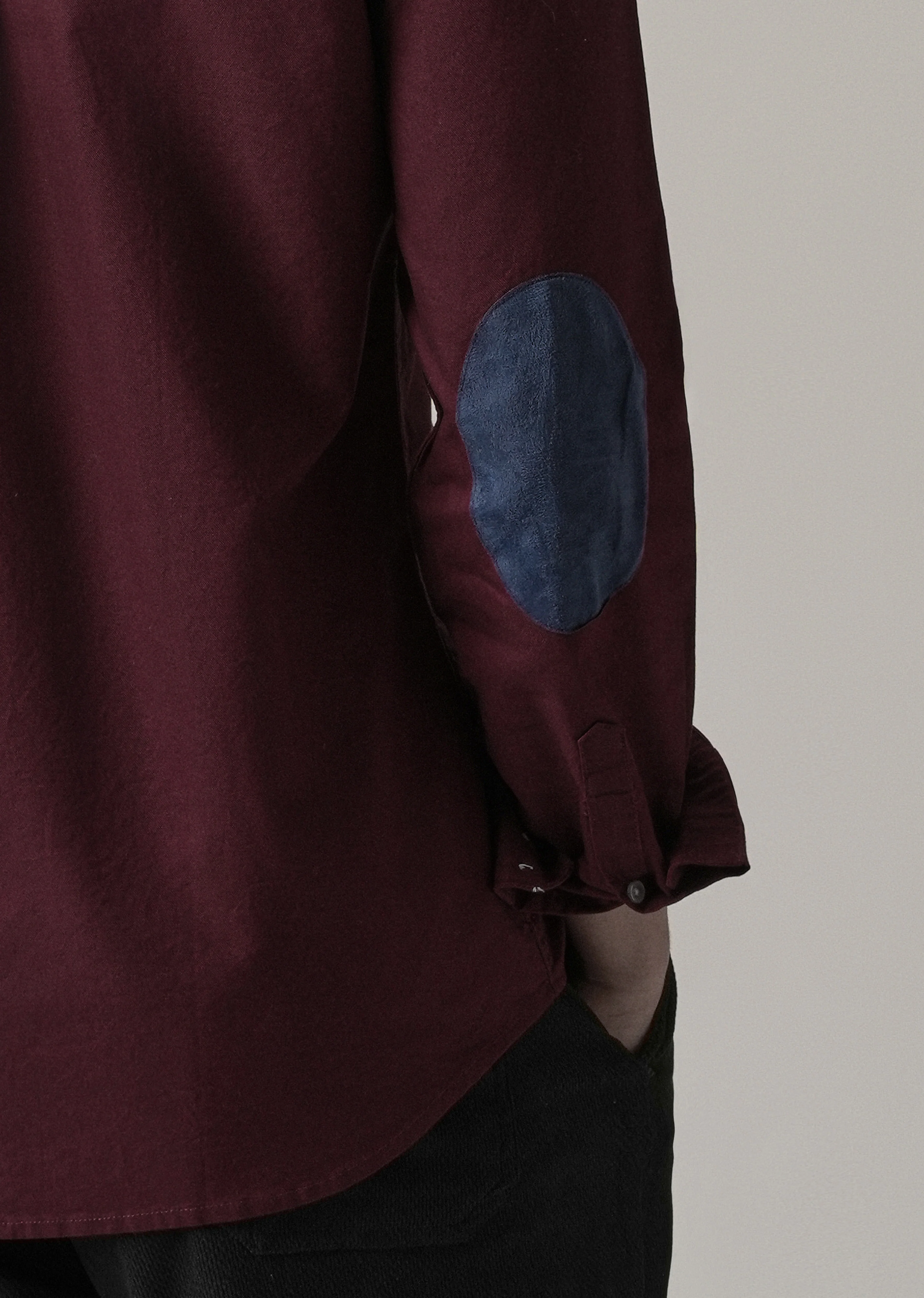 Wine Plain Elbow Patch Oxford Shirt - Image 2