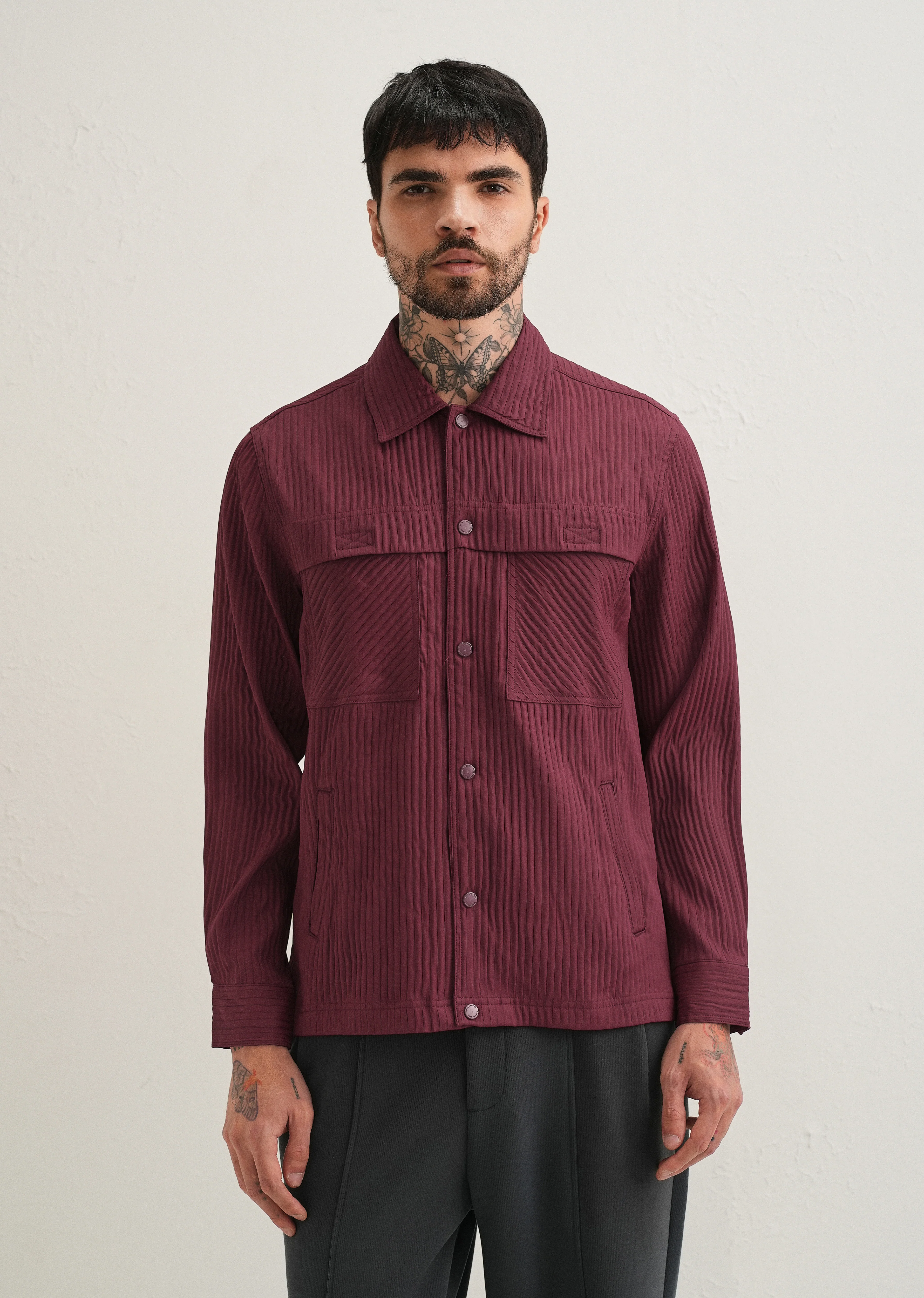 Wine Textured Utility Shacket - Image 6