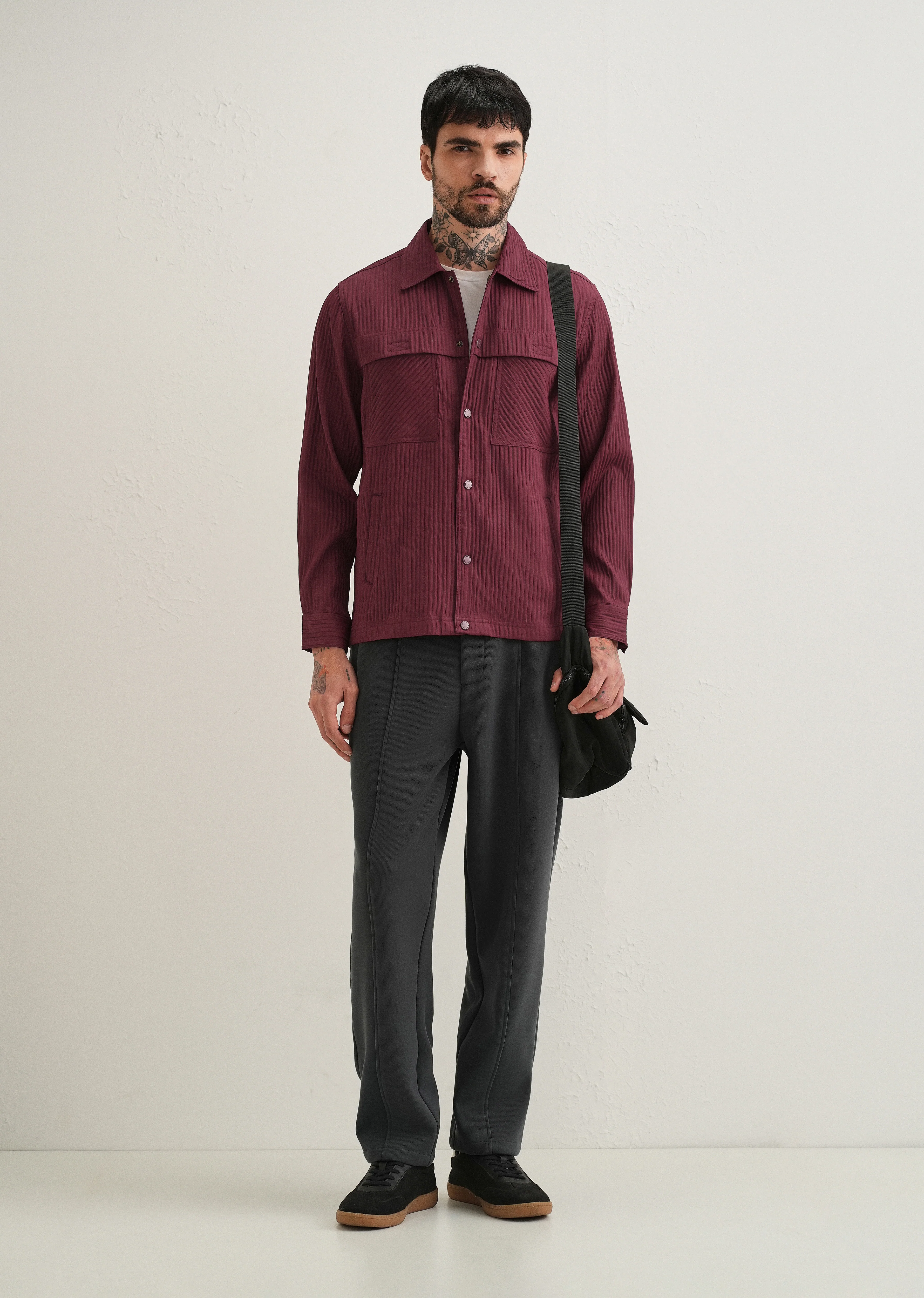 Wine Textured Utility Shacket - Image 7