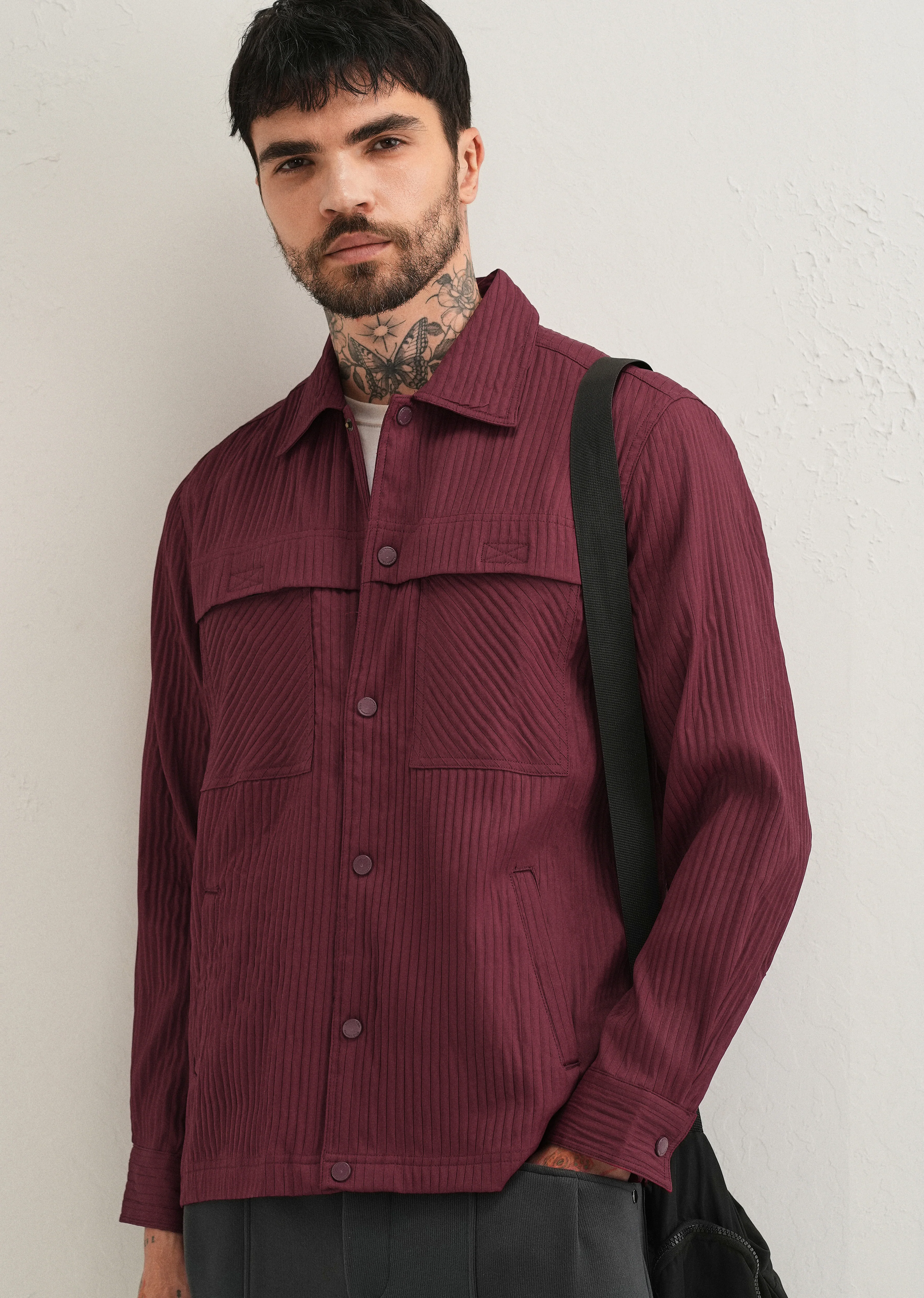 Wine Textured Utility Shacket - Image 8