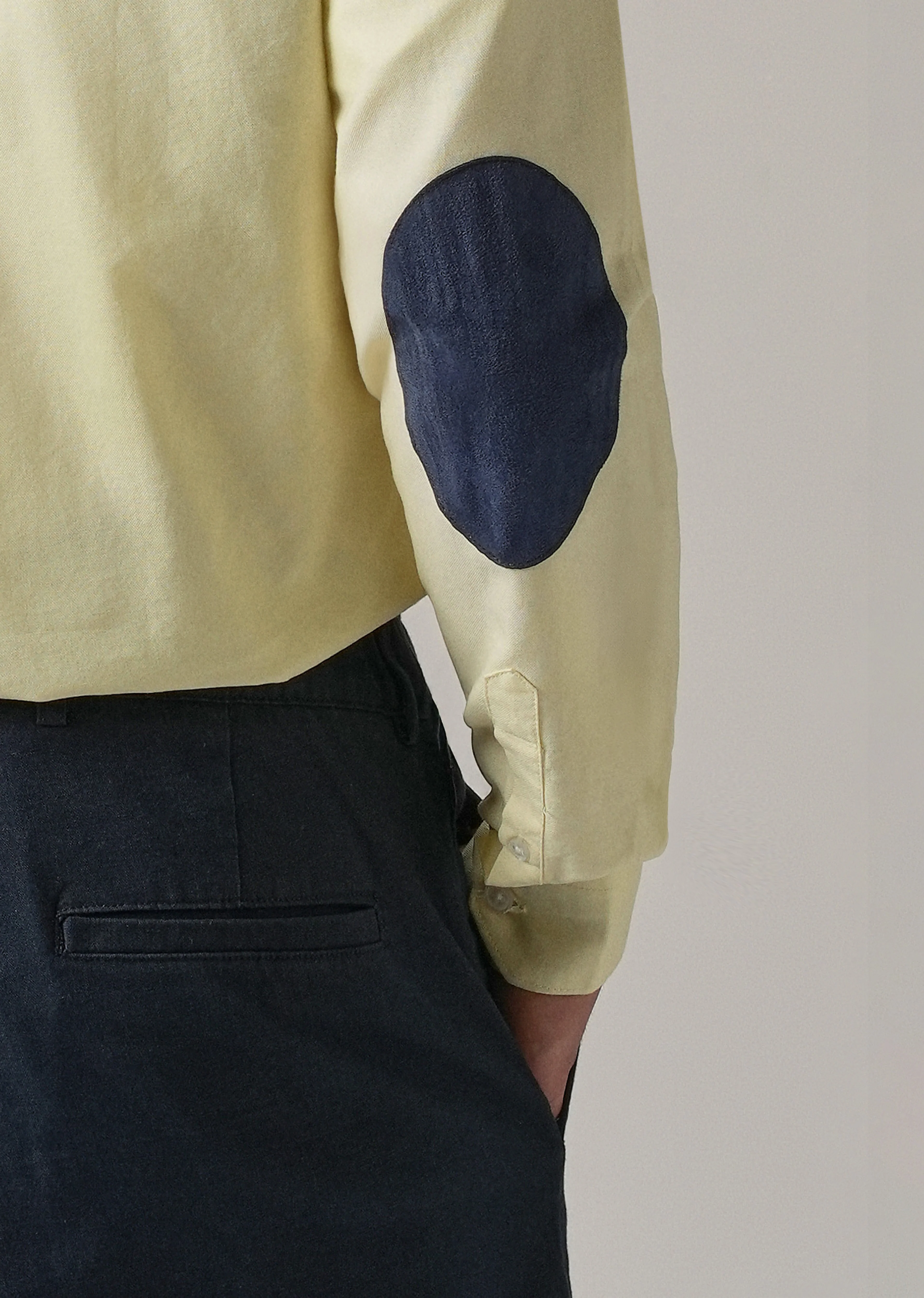 Yellow Plain Elbow Patch Oxford Shirt - Image 2