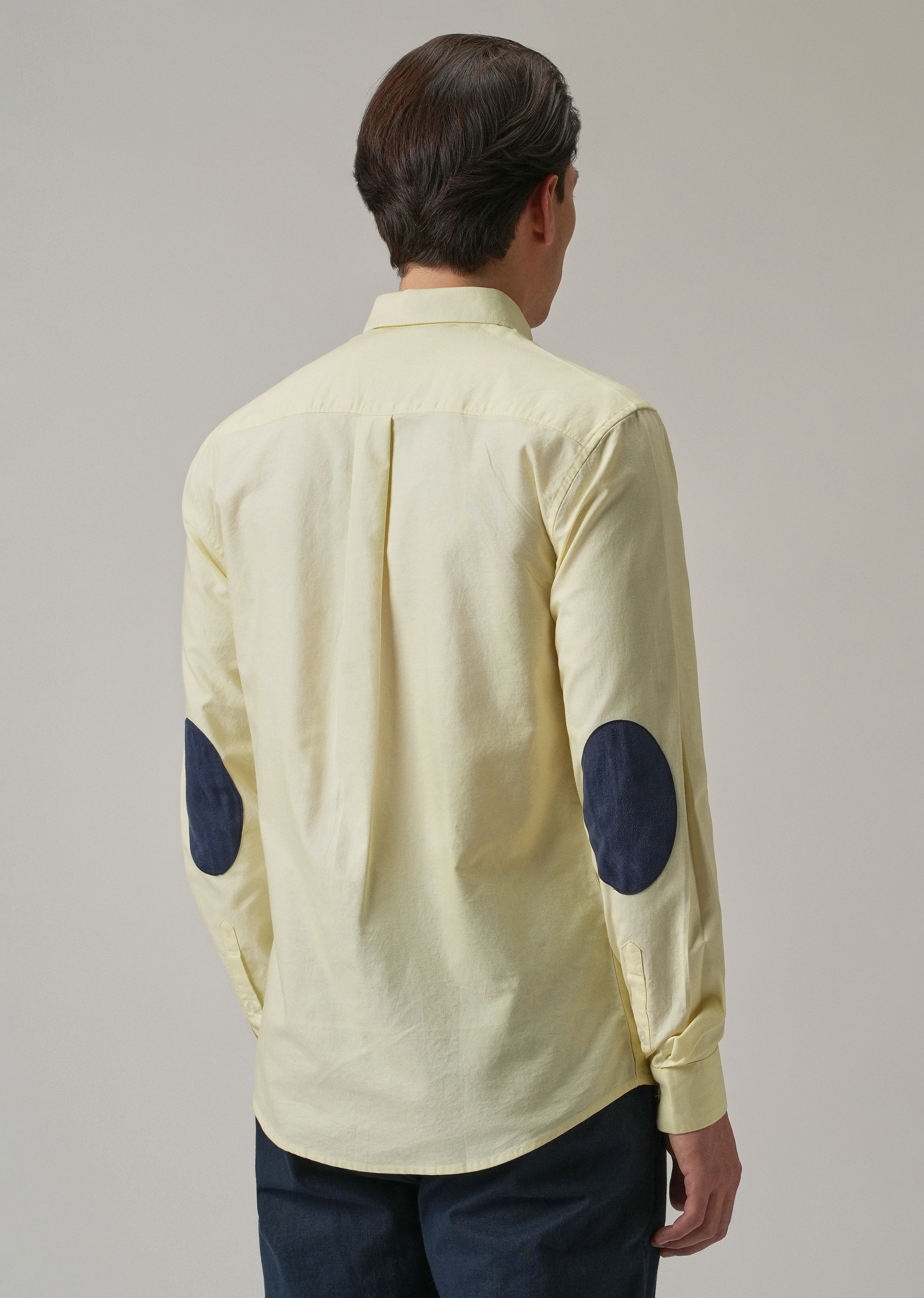 Yellow Plain Elbow Patch Oxford Shirt - Image 3