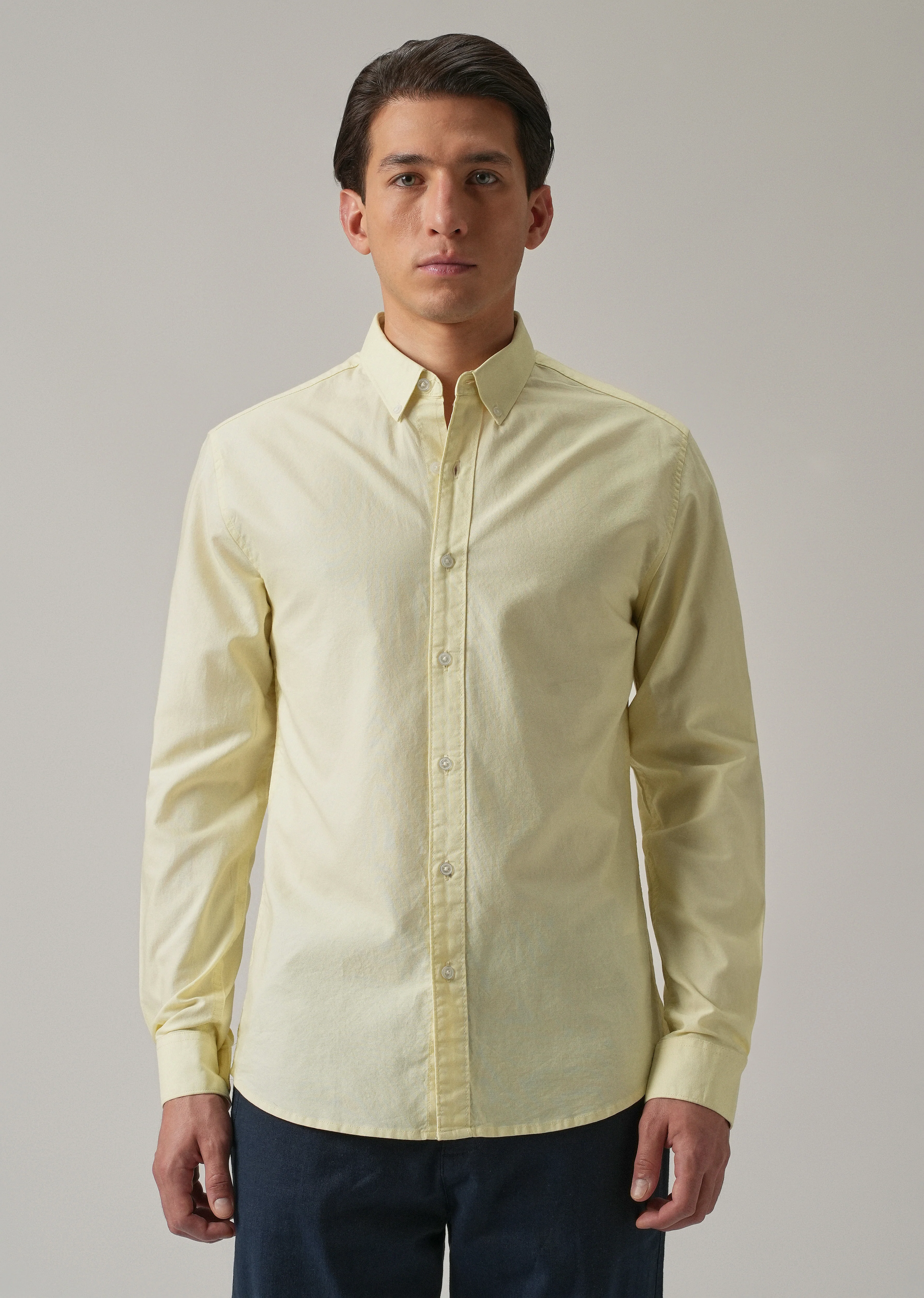Yellow Plain Elbow Patch Oxford Shirt - Image 4