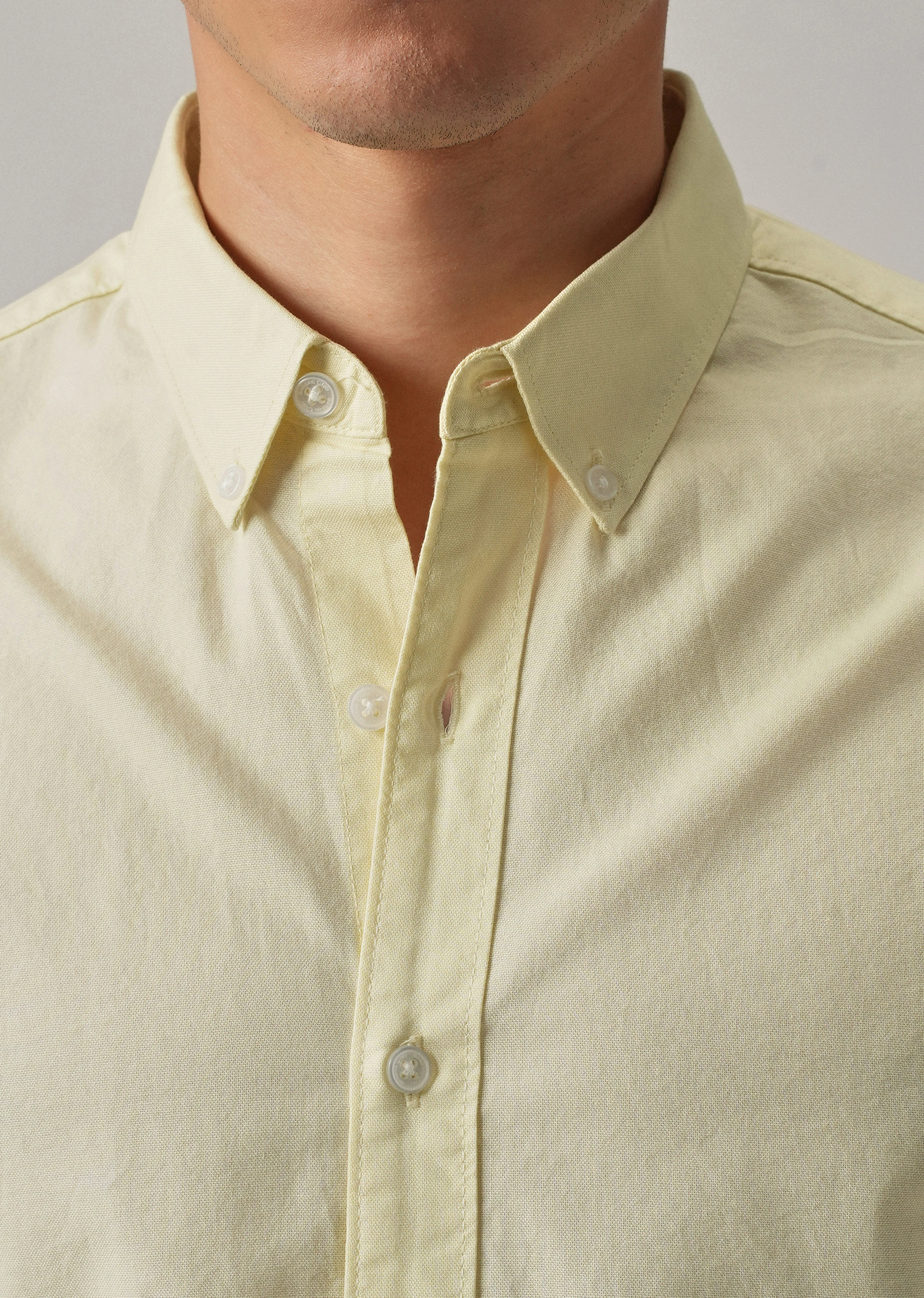 Yellow Plain Elbow Patch Oxford Shirt - Image 6