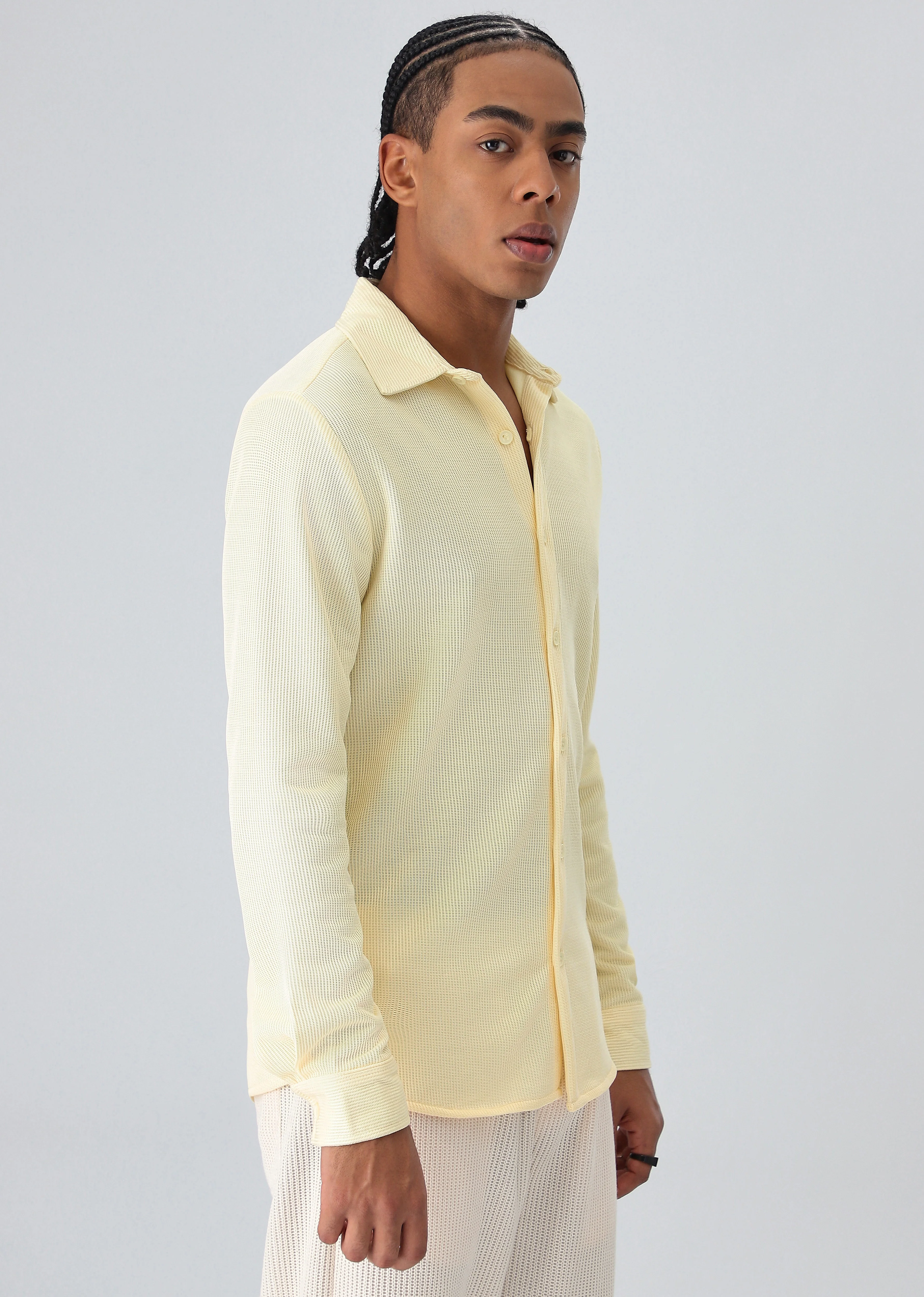 Yellow Plain Knitted Shirt - Image 4