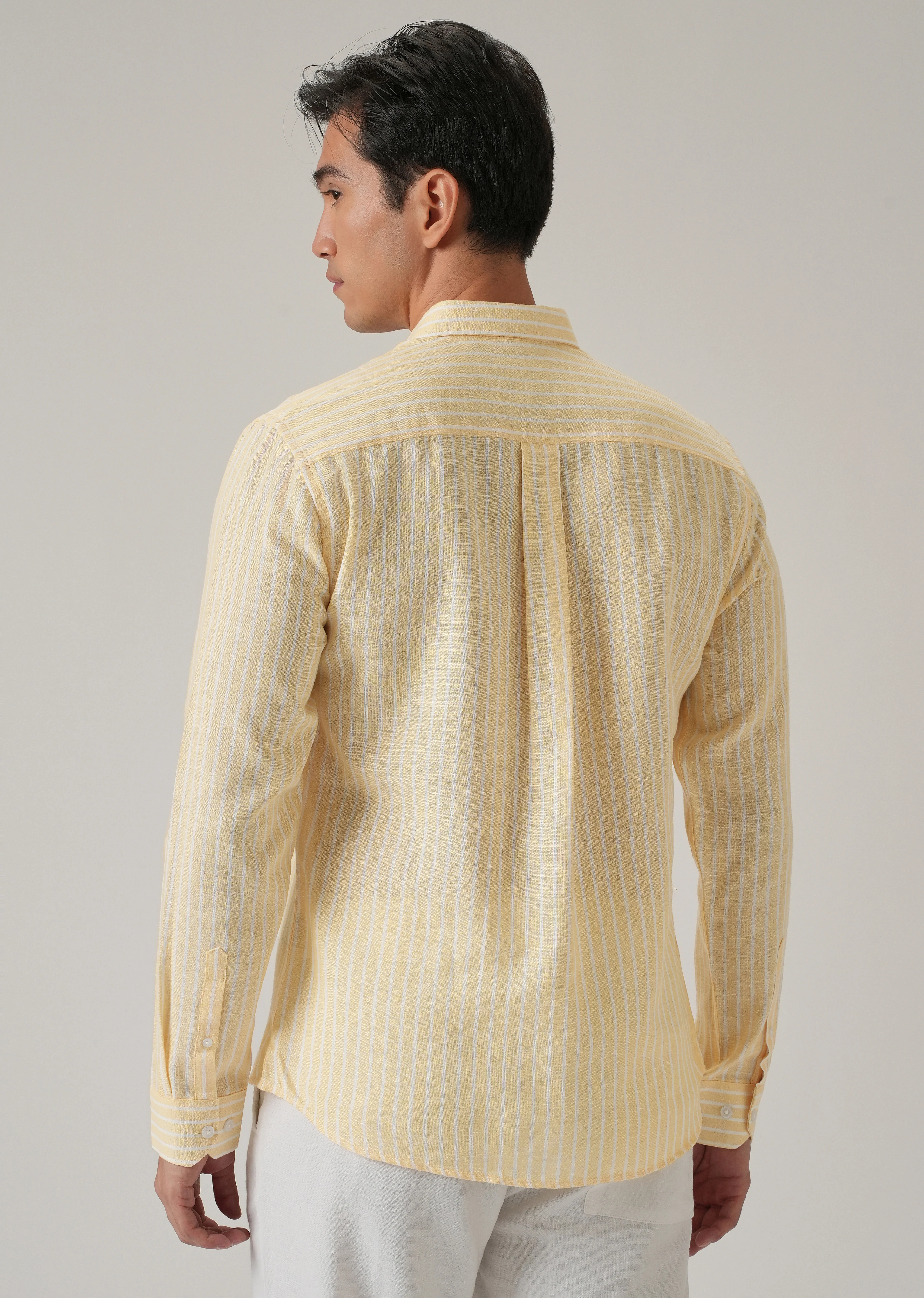 Yellow Stripe Linen Shirt - Image 2