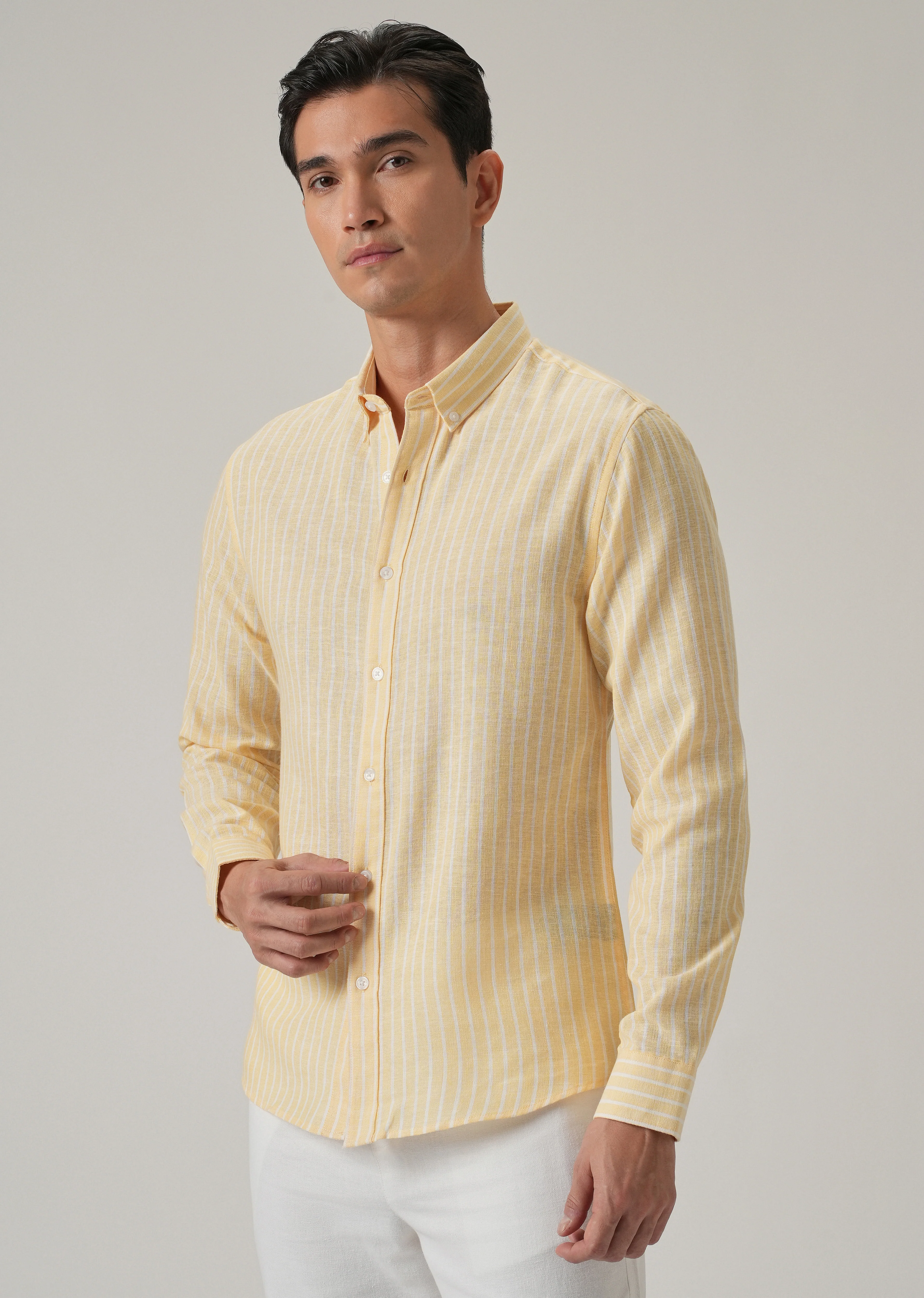 Yellow Stripe Linen Shirt - Image 4