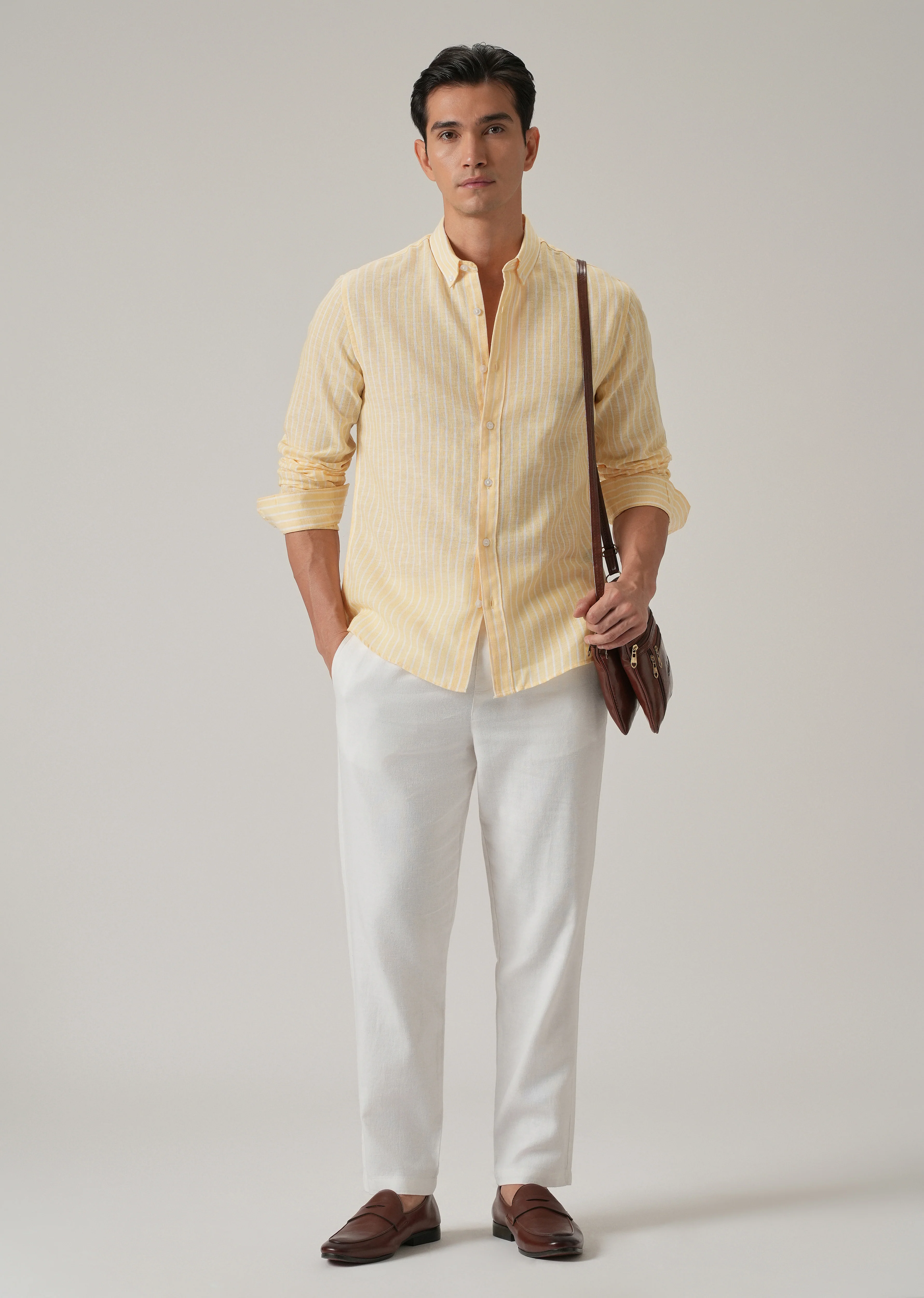 Yellow Stripe Linen Shirt - Image 6