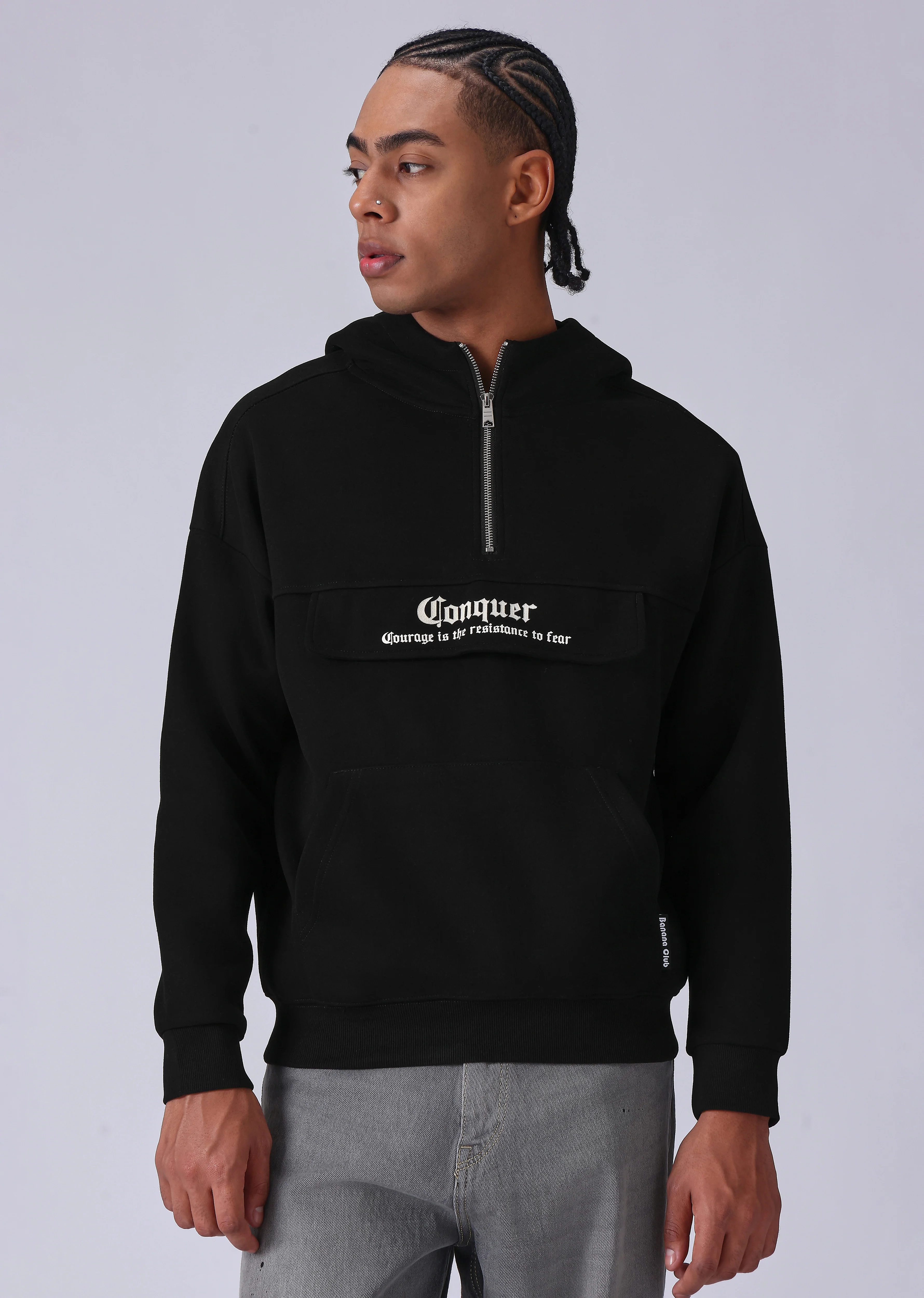 Zipped Style Black Hoodie - Image 3