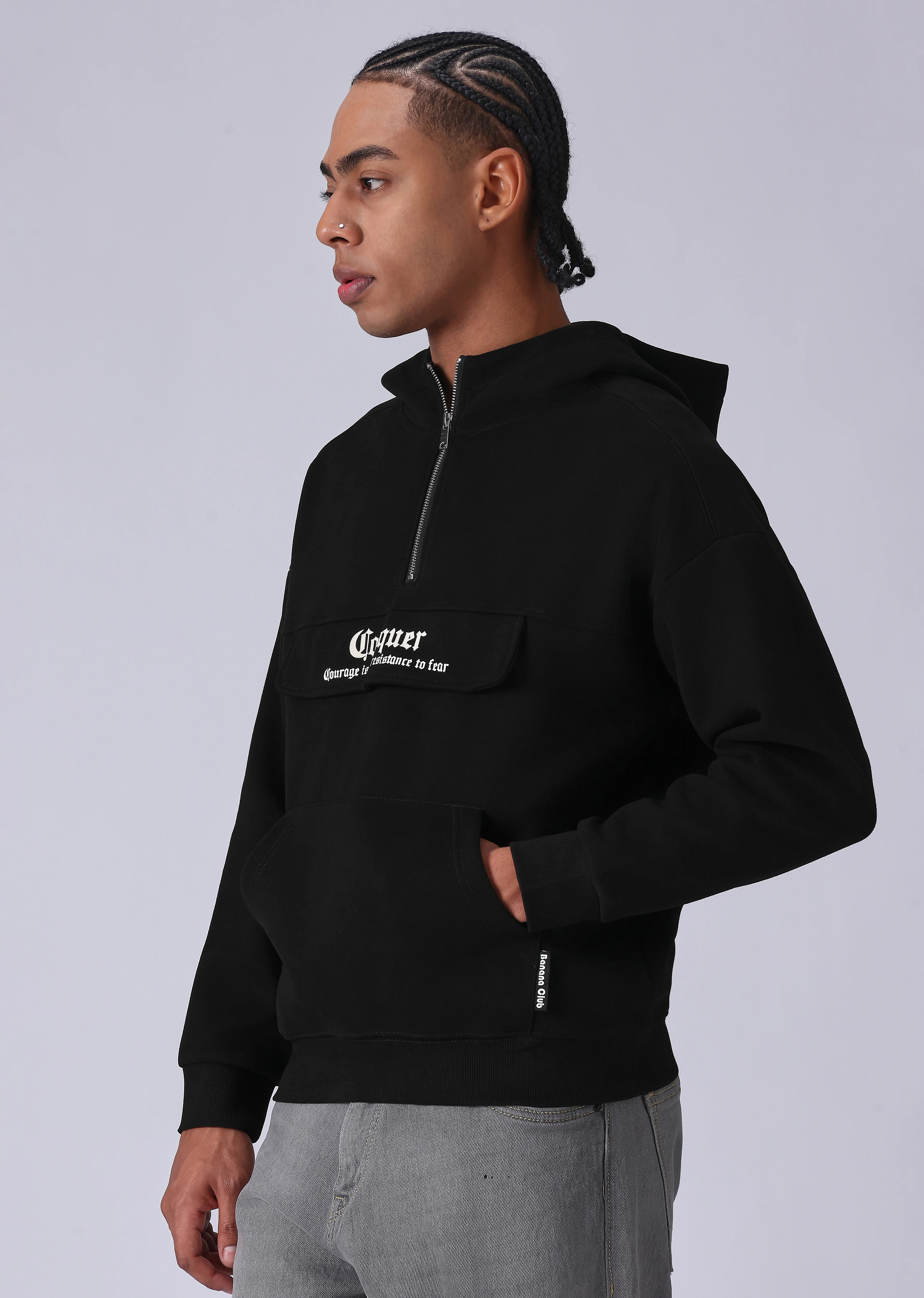 Zipped Style Black Hoodie - Image 4