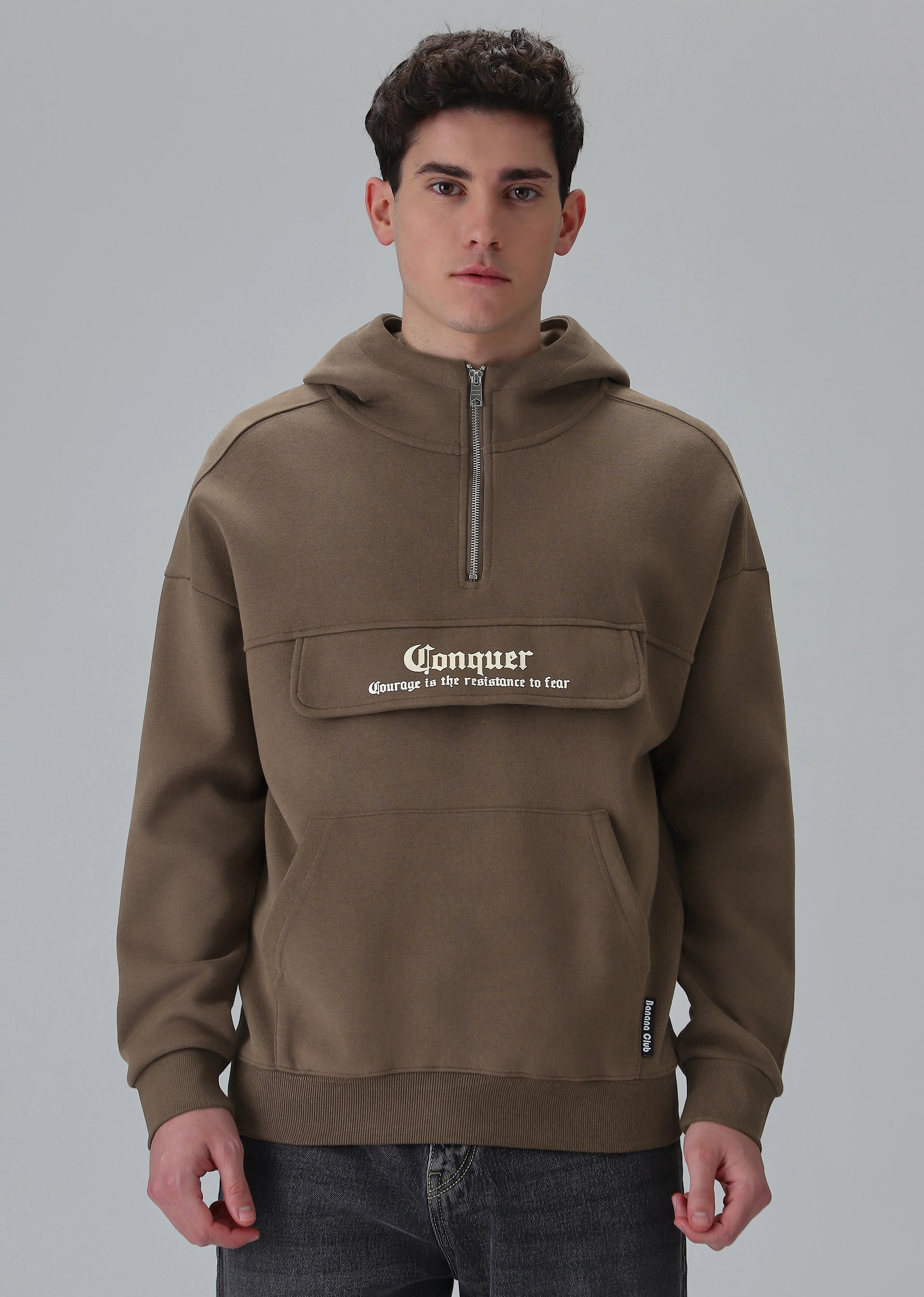Zipper Style Brown Hoodie - Image 3