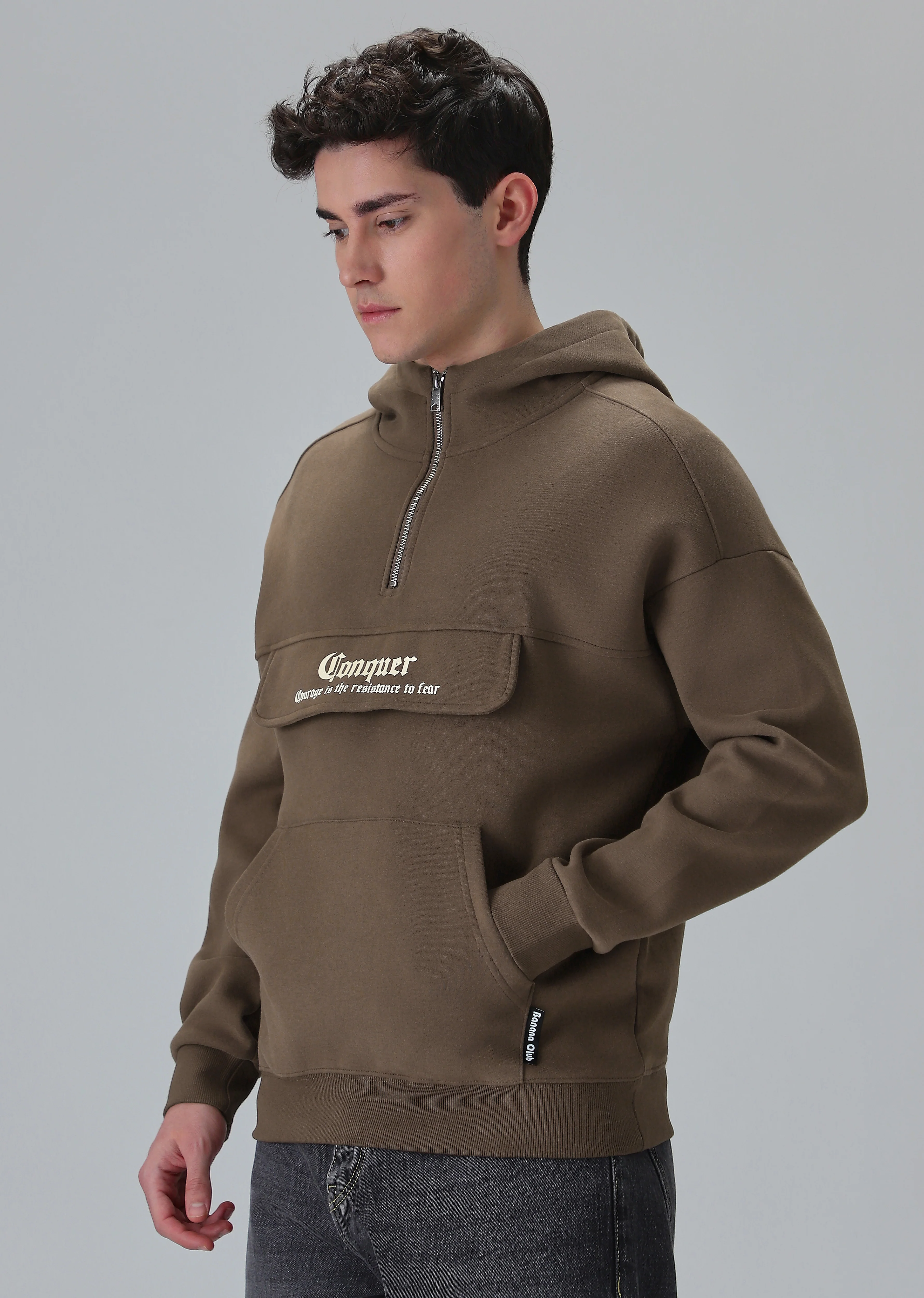 Zipper Style Brown Hoodie - Image 4