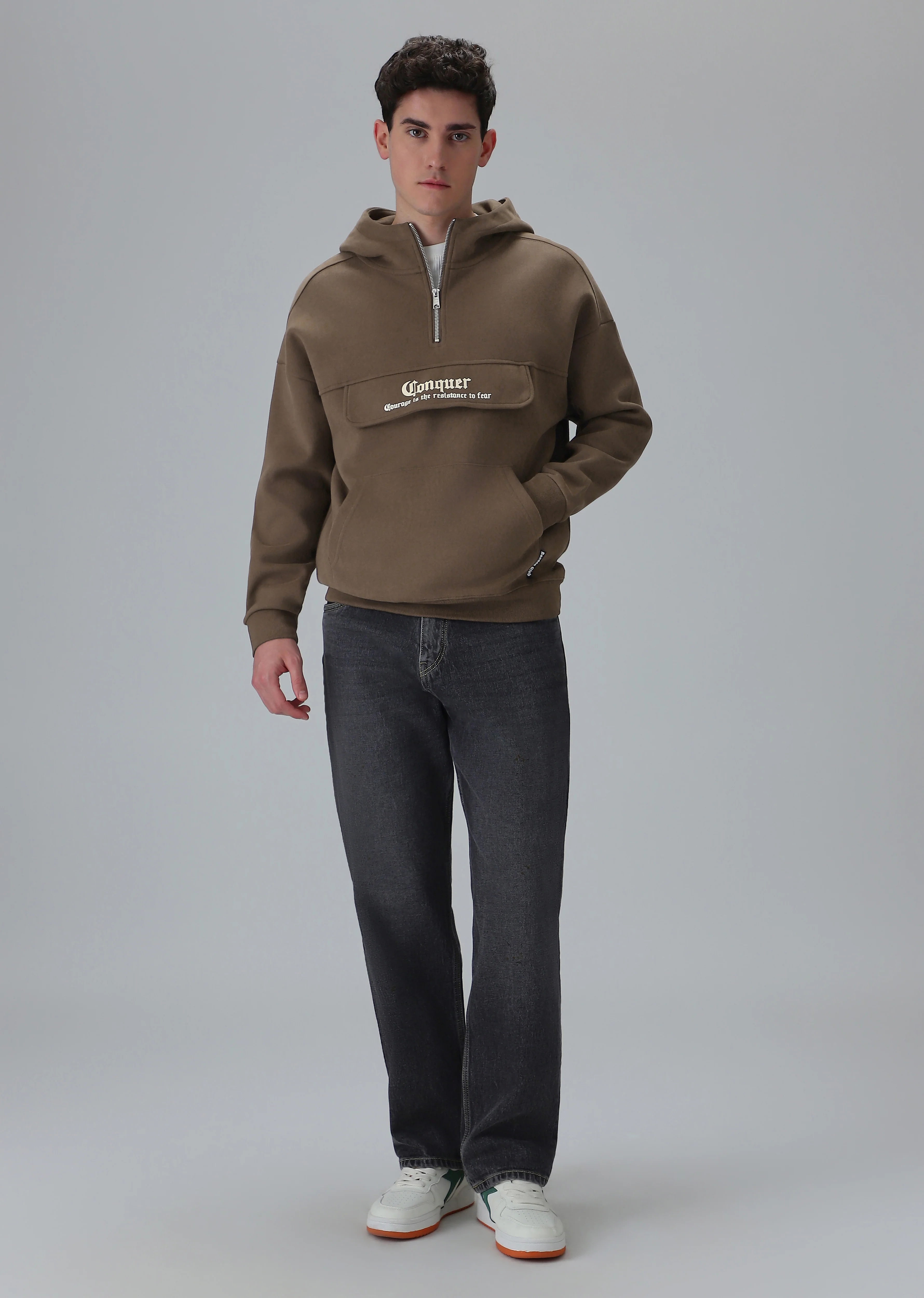 Zipper Style Brown Hoodie - Image 6